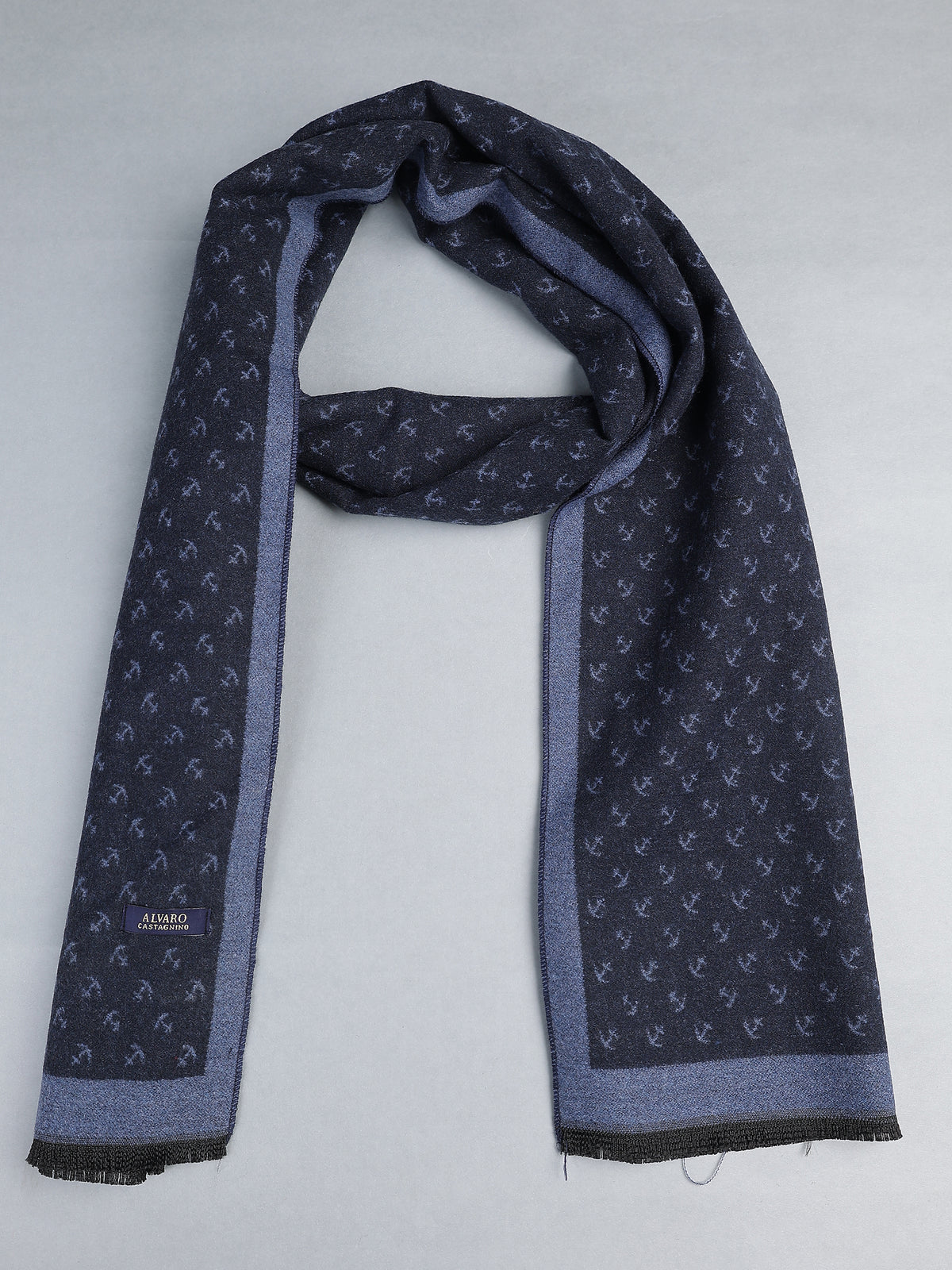 Navy Blue Anchor Print Winter Muffler
