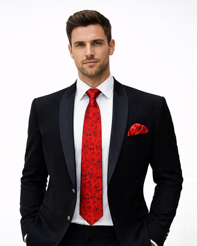 Red Rose Pattern Valentine Necktie