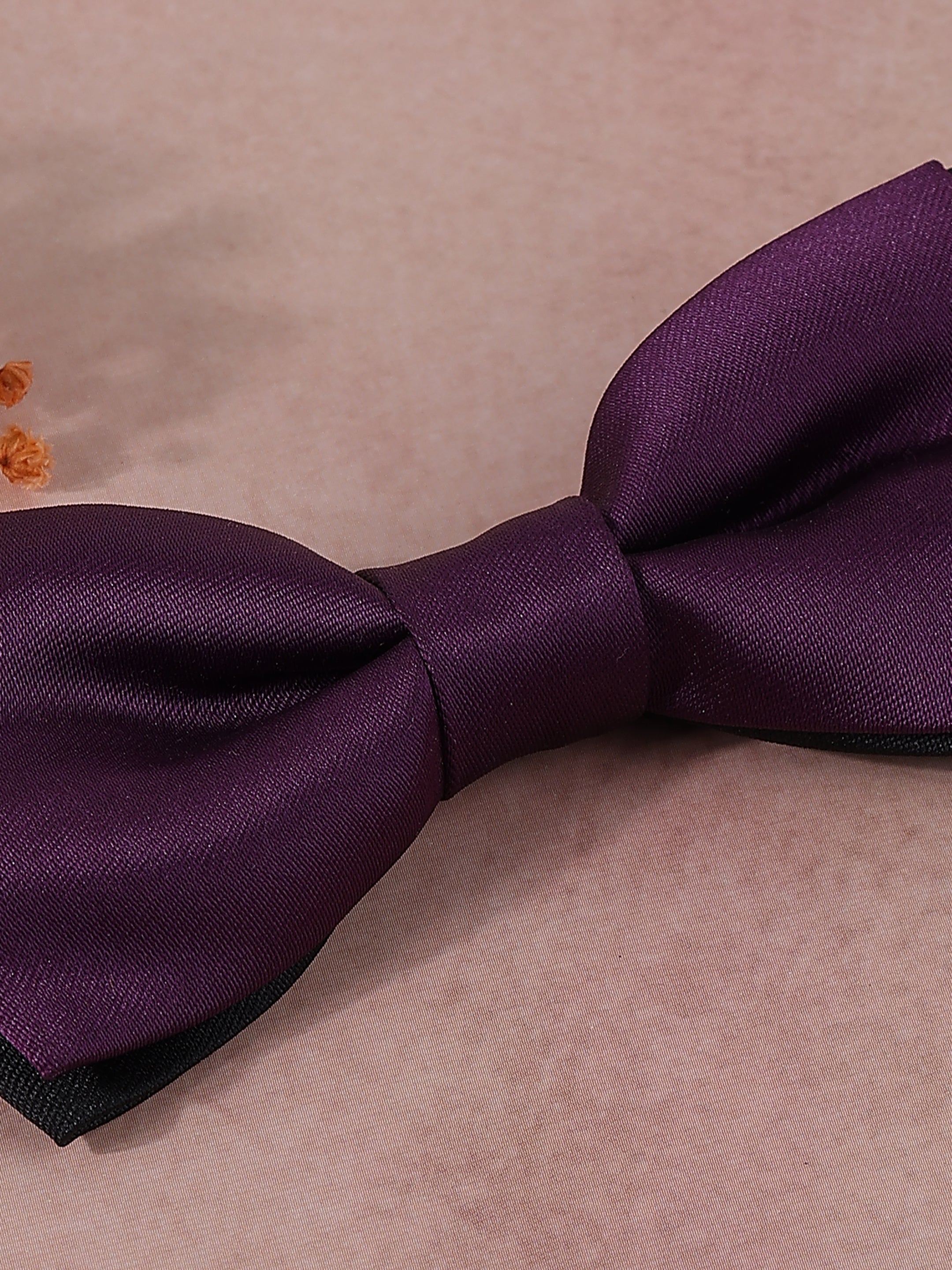 Deep Plum & Black Dual-Layer Bow Tie