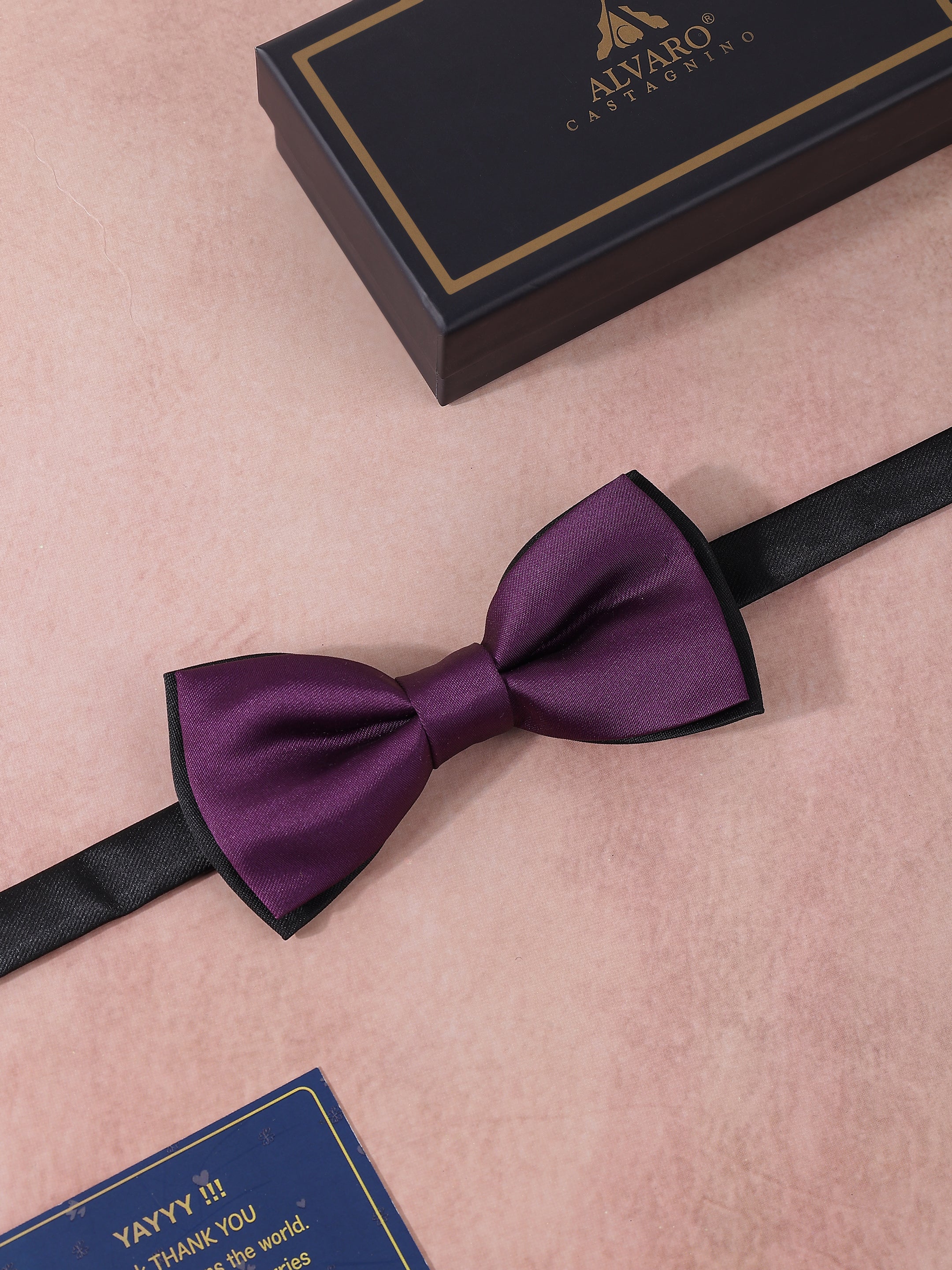 Deep Plum & Black Dual-Layer Bow Tie