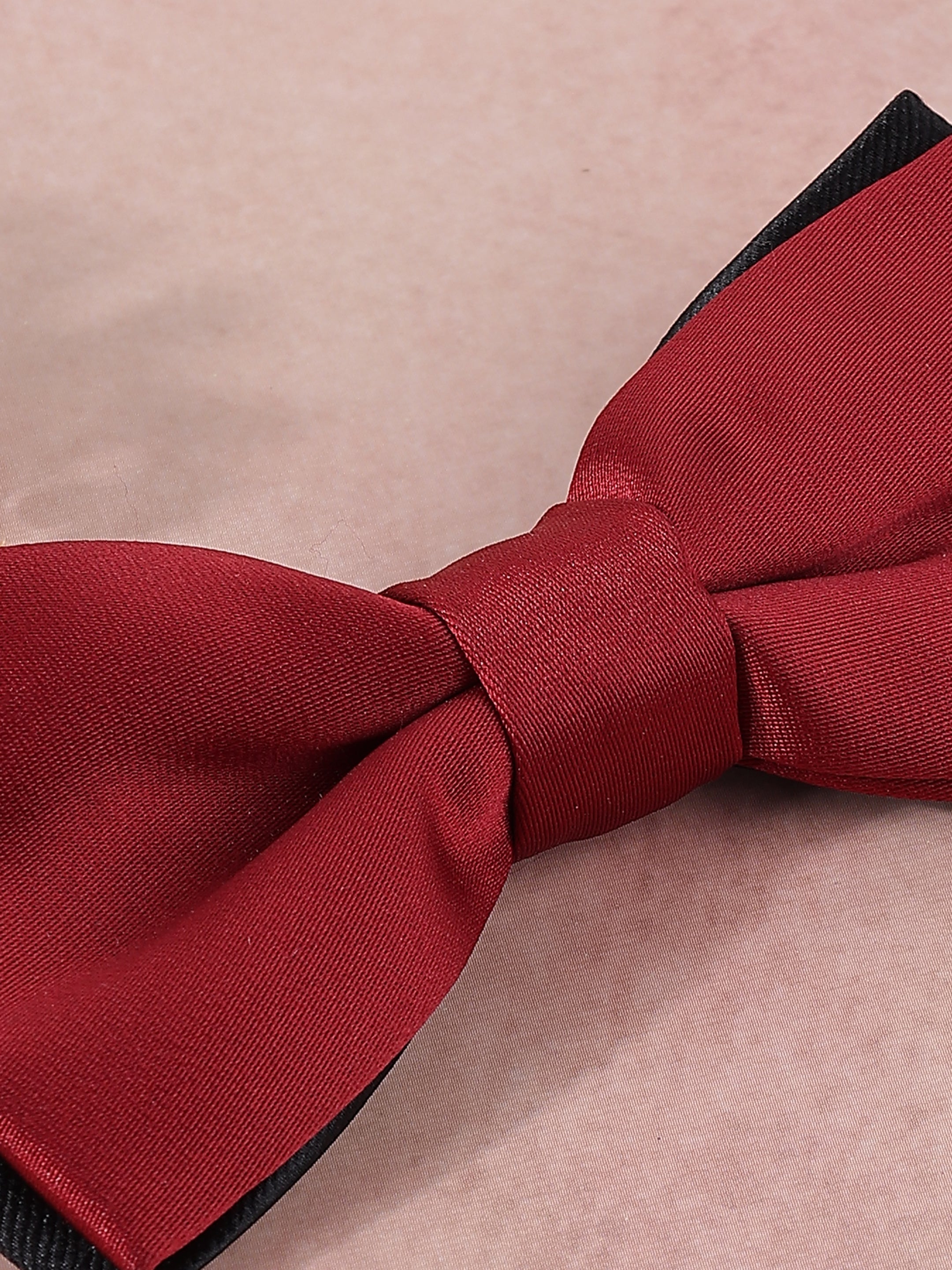 Crimson and Black Dual-Layer Bow Tie