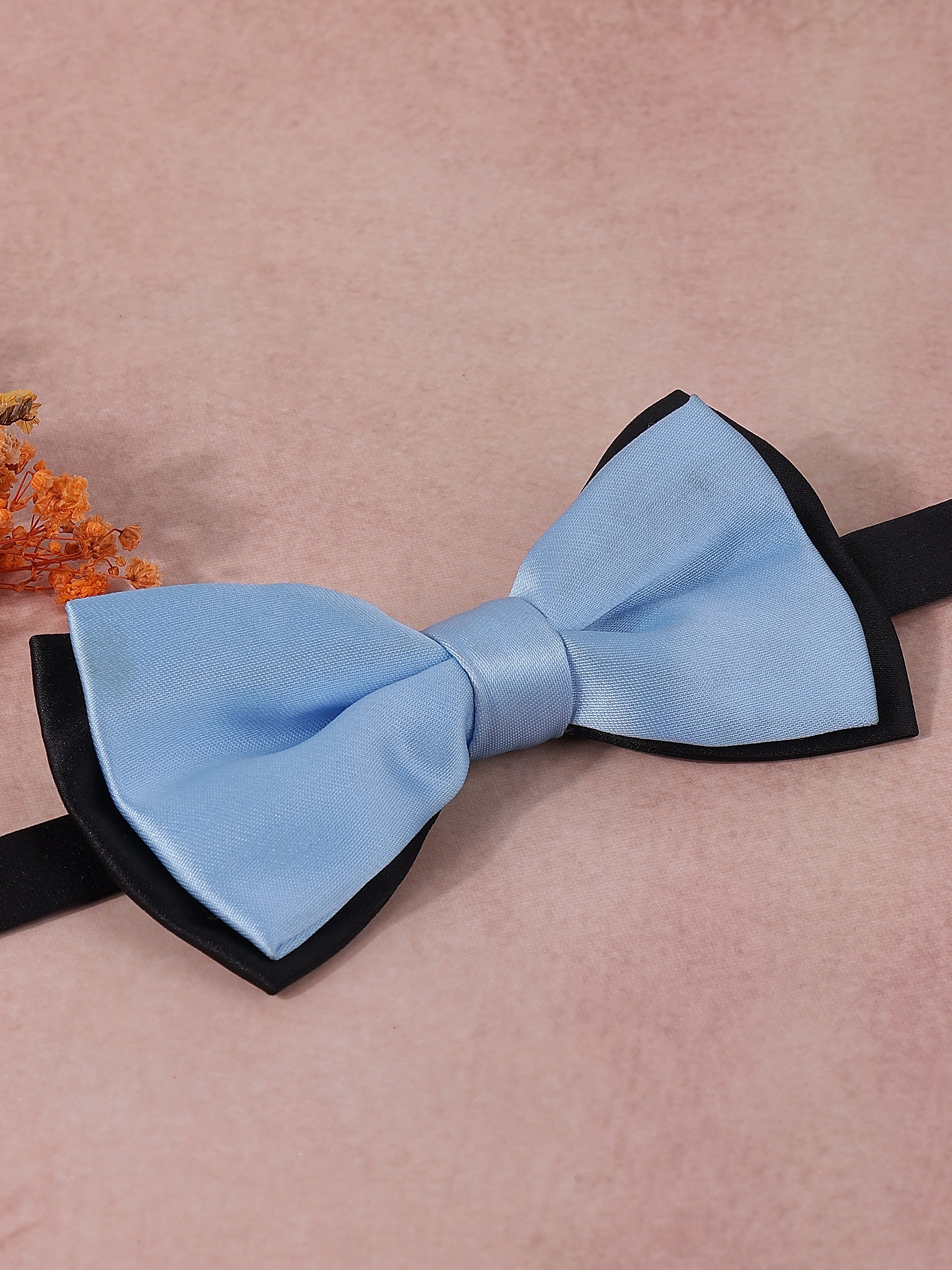 Sky Blue and Black Dual-Layer Bow Tie