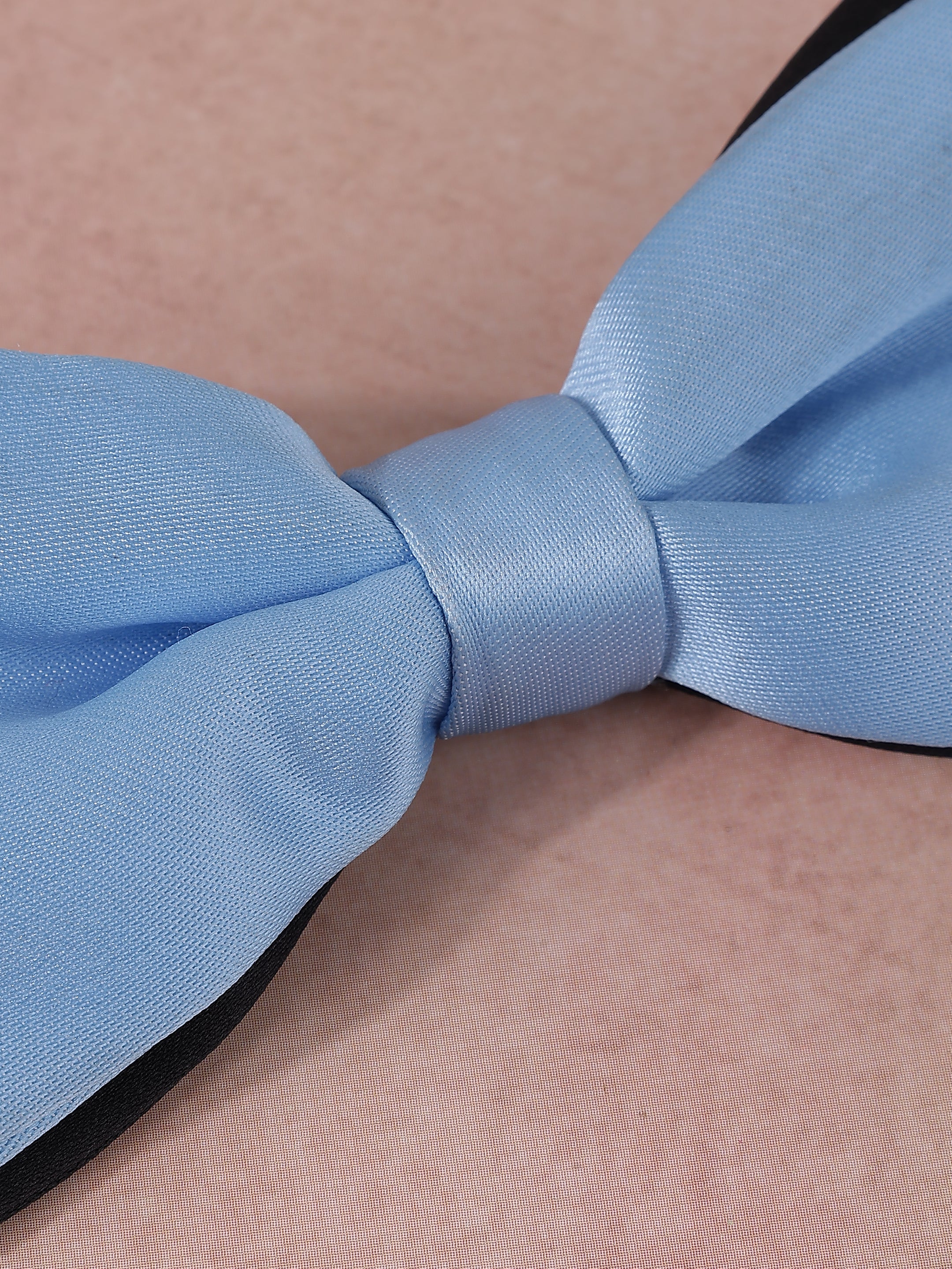 Sky Blue and Black Dual-Layer Bow Tie
