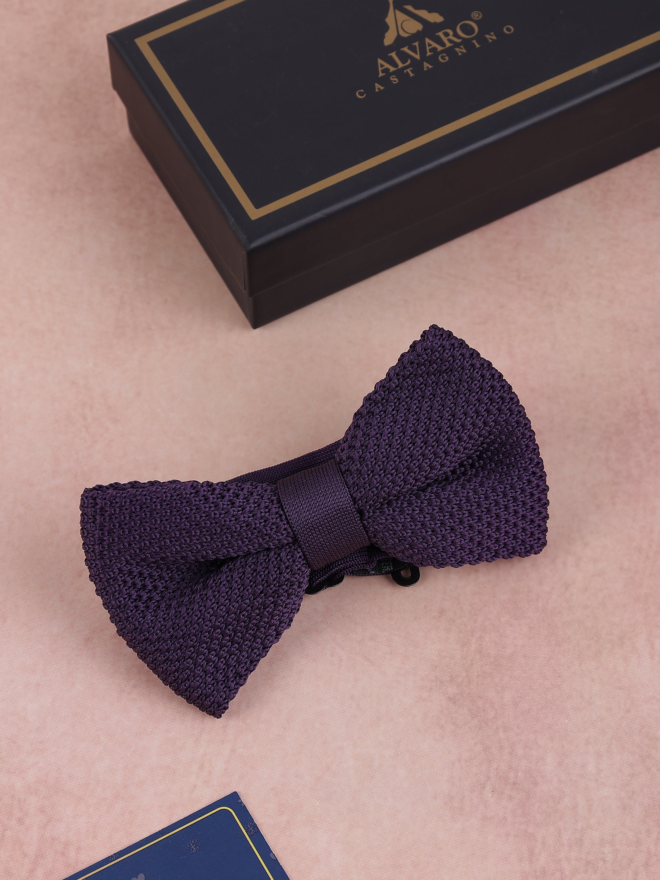 Deep Purple Textured Knit Bow Tie