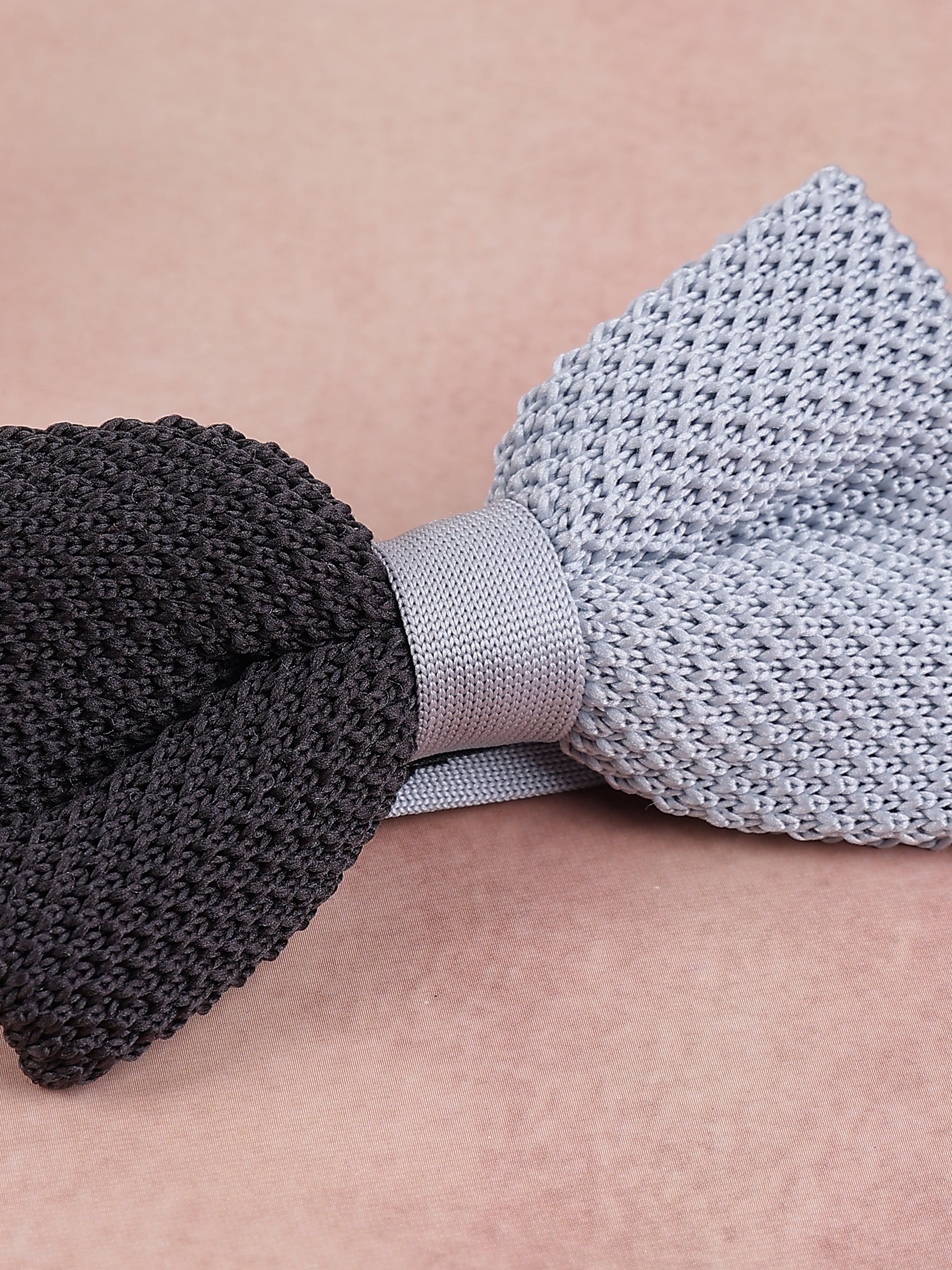 Charcoal & Grey Two-Tone Knit Bow Tie