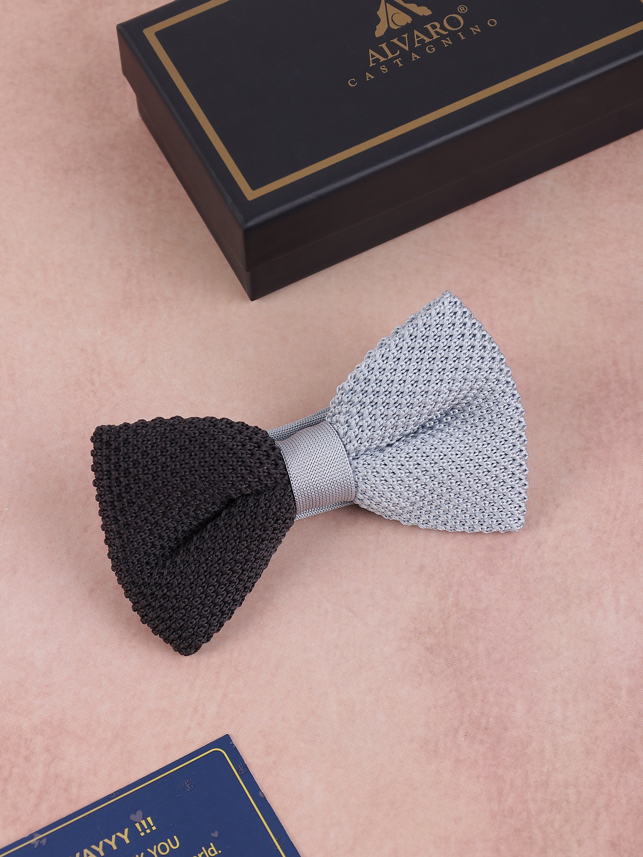 Charcoal & Grey Two-Tone Knit Bow Tie