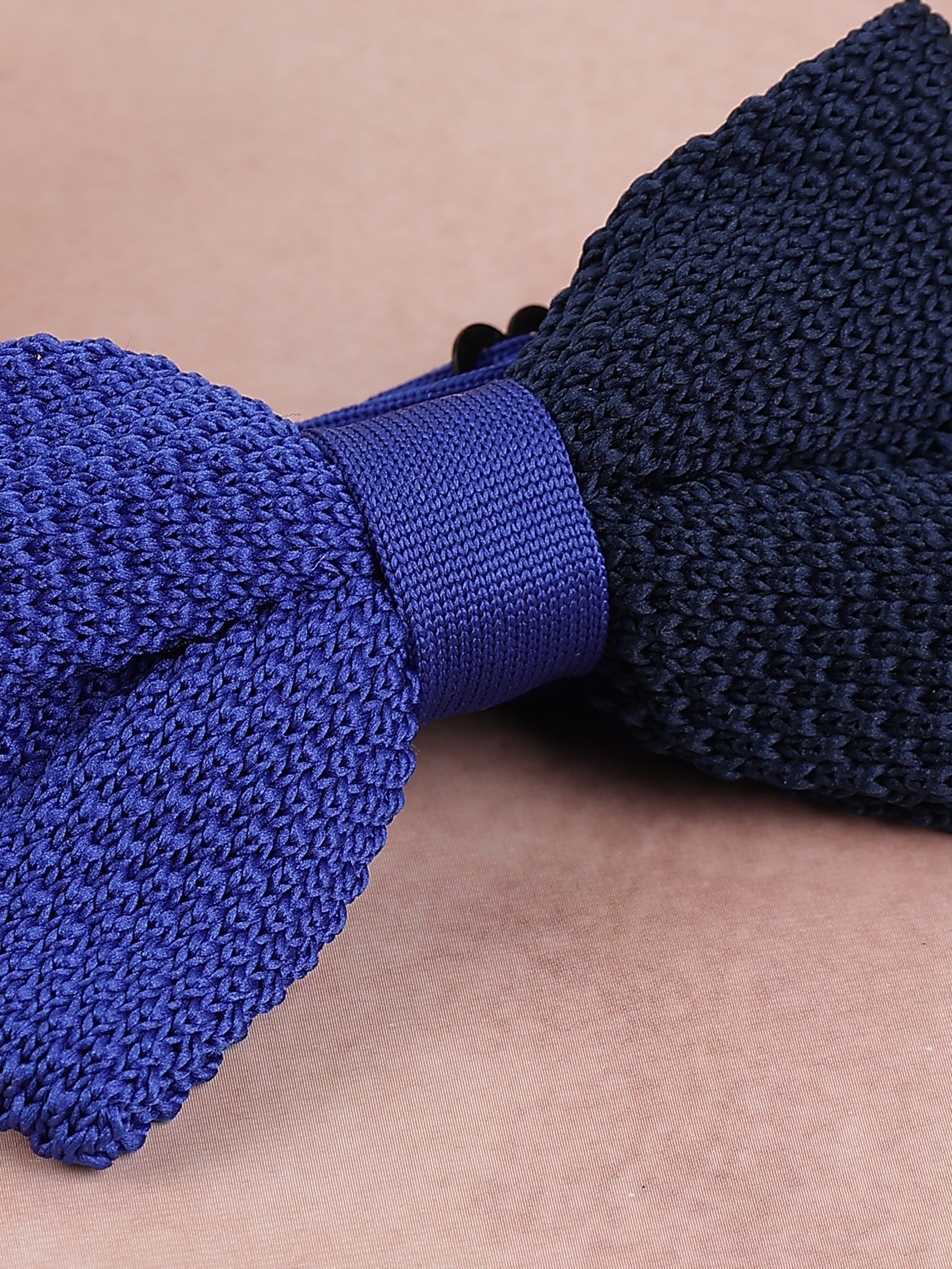 Blue & Navy Two-Tone Knit Bow Tie