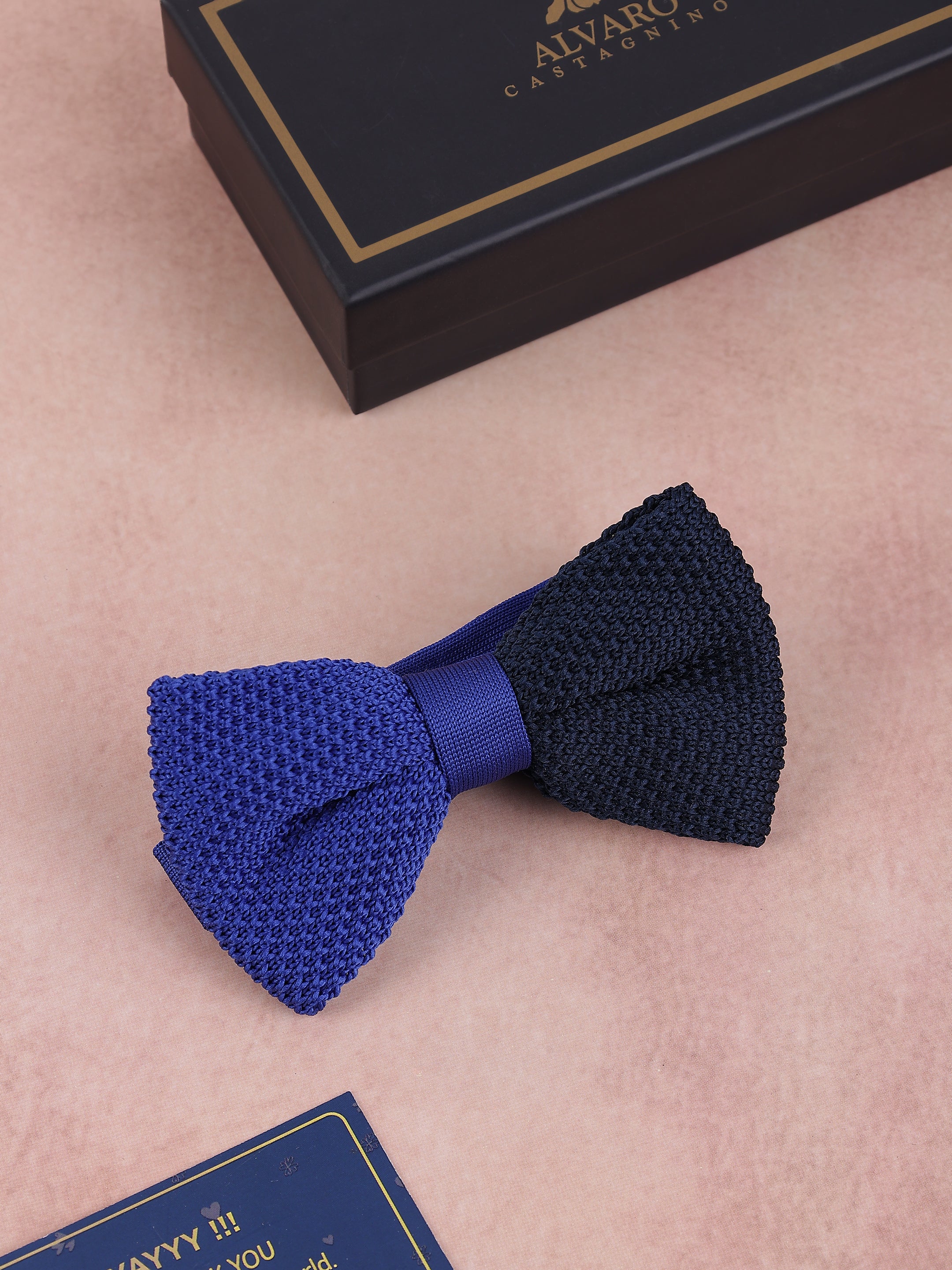 Blue & Navy Two-Tone Knit Bow Tie