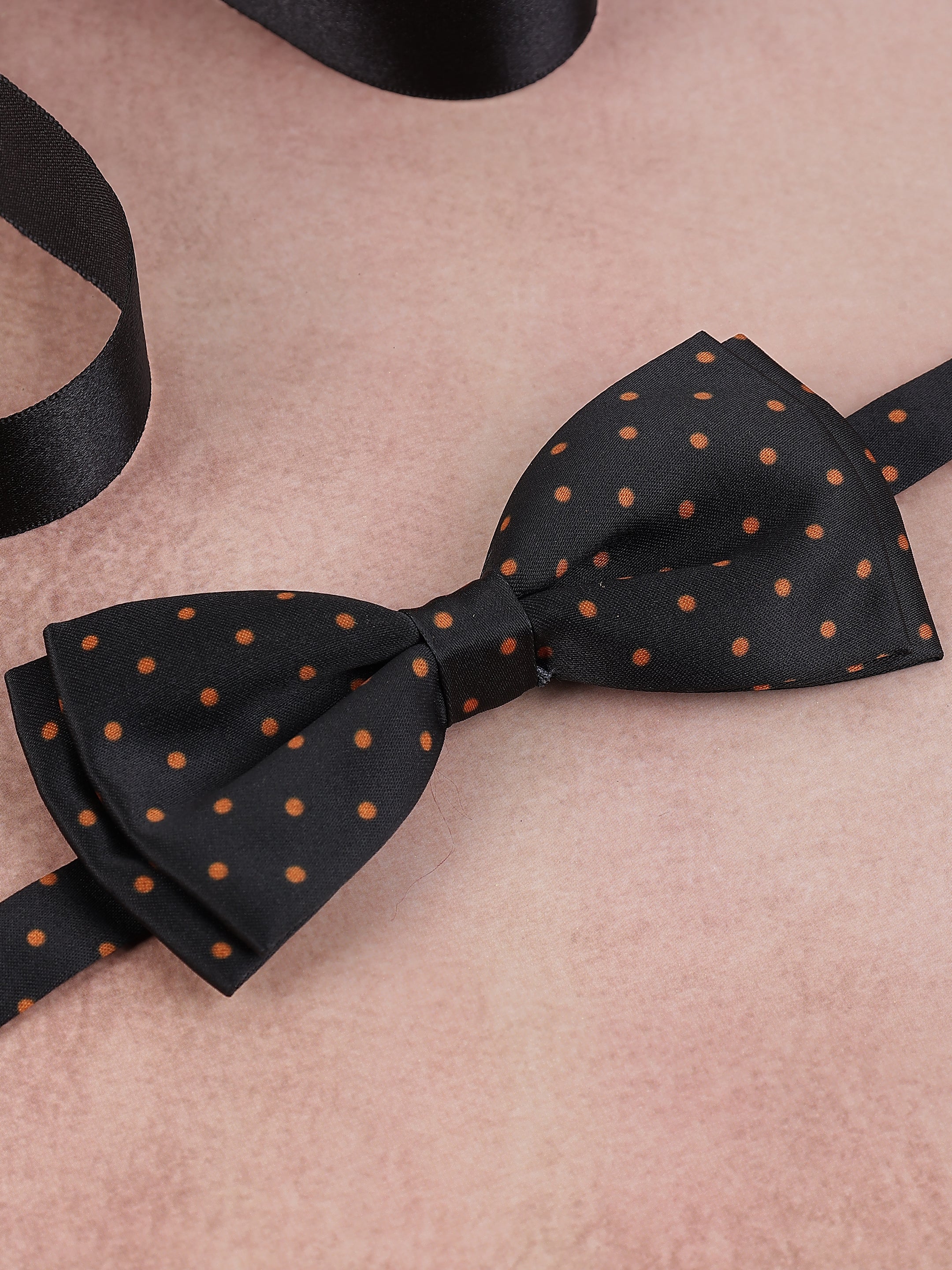 Black and Orange Polka Dot Bow Tie