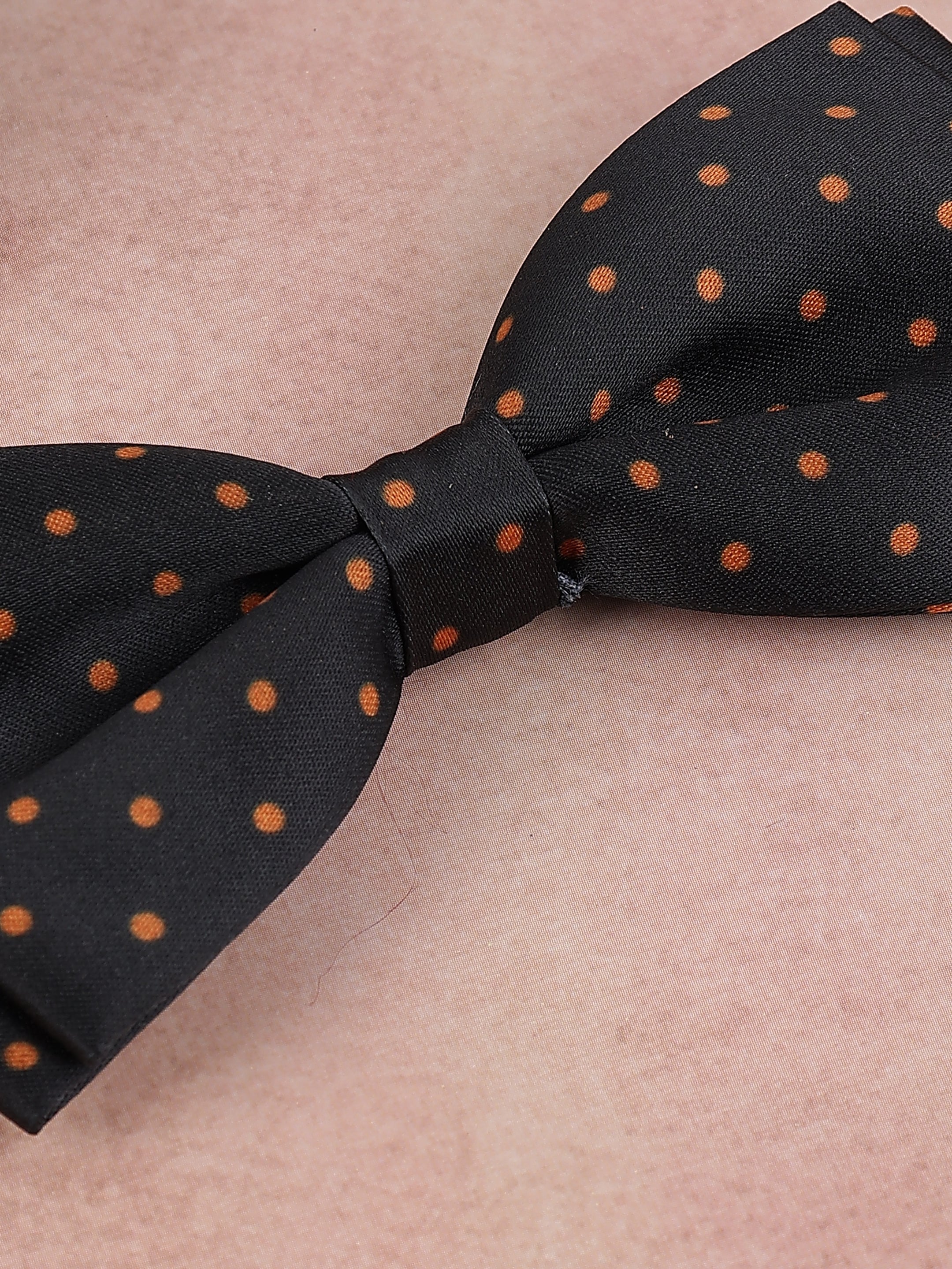 Black and Orange Polka Dot Bow Tie