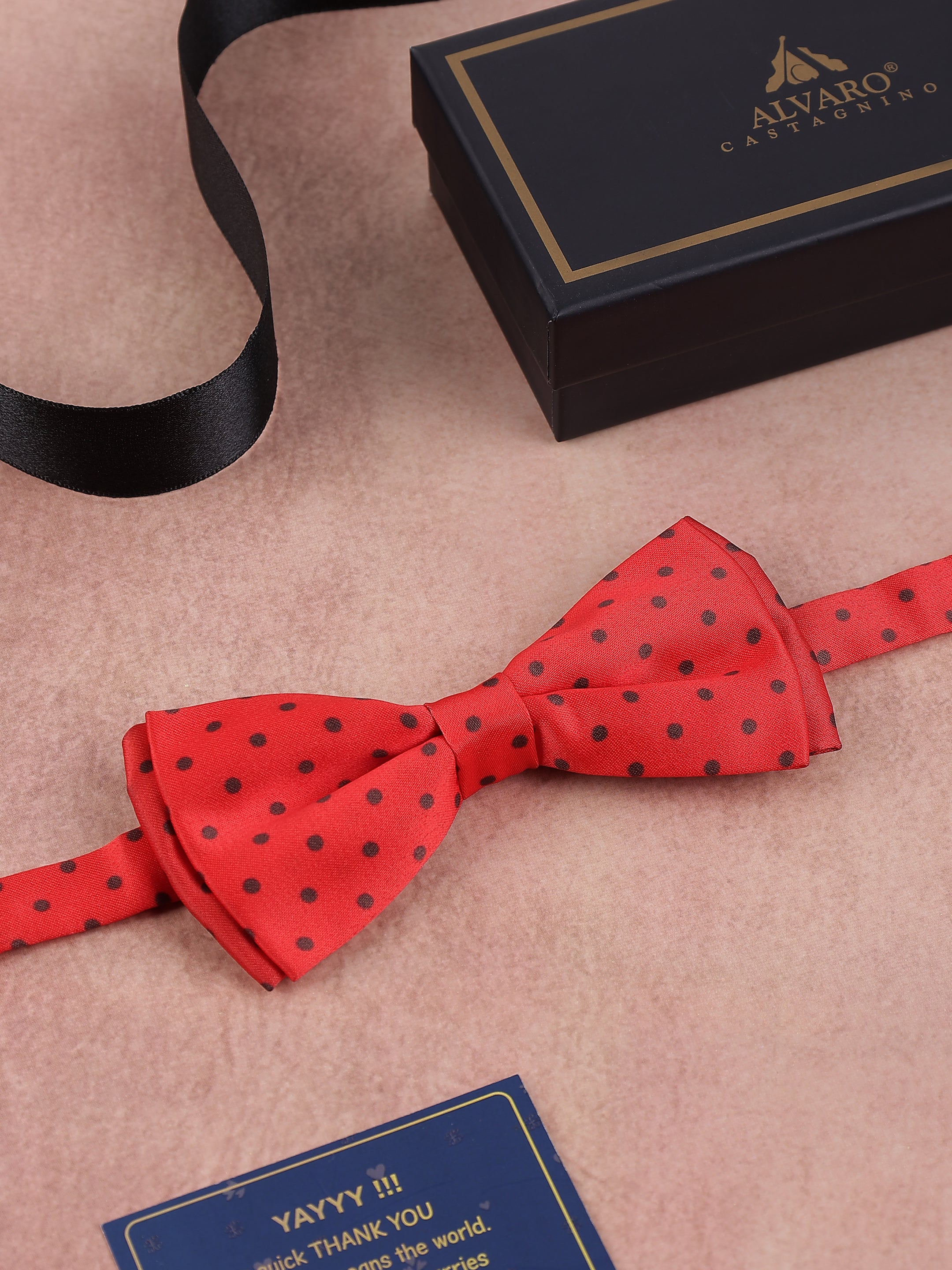 Red and Black Polka Dot Bow Tie