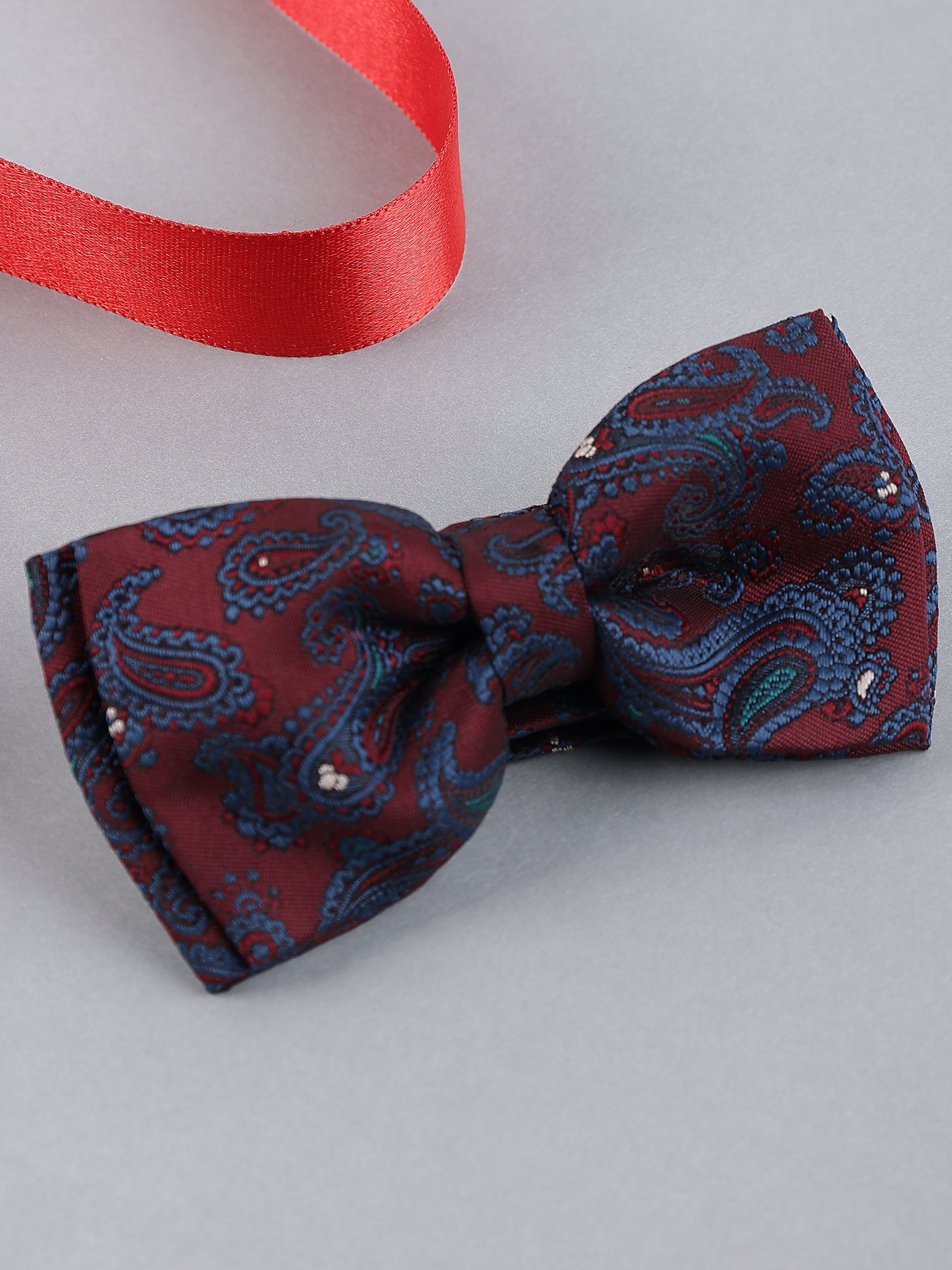 Burgundy Royal Paisley Bow Tie