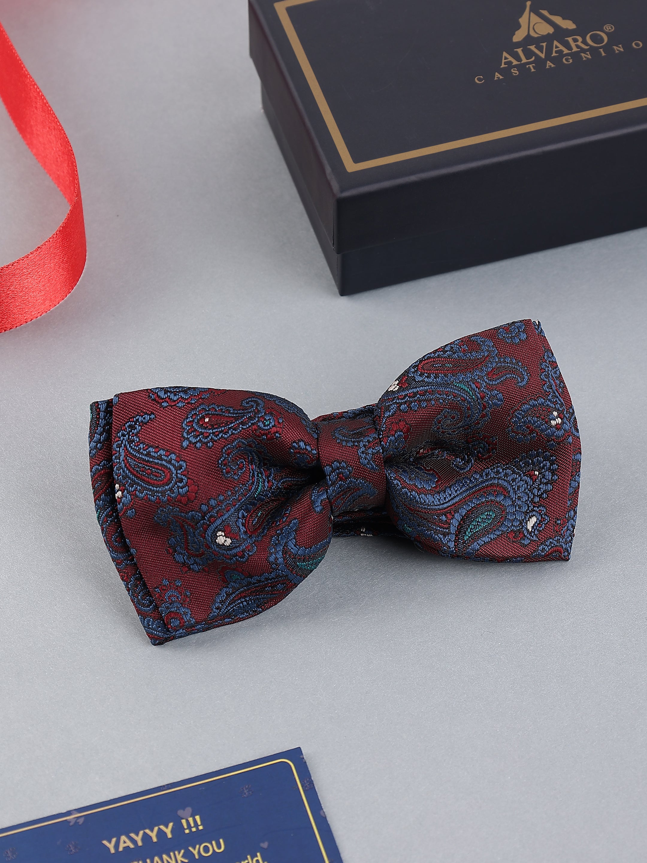 Burgundy Royal Paisley Bow Tie