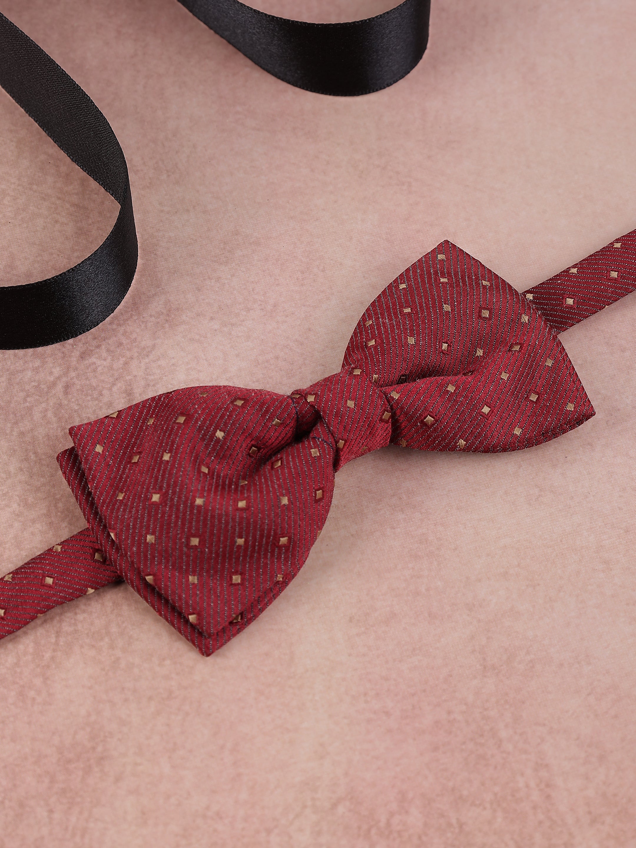 Crimson and Gold Micro-Square Bow Tie