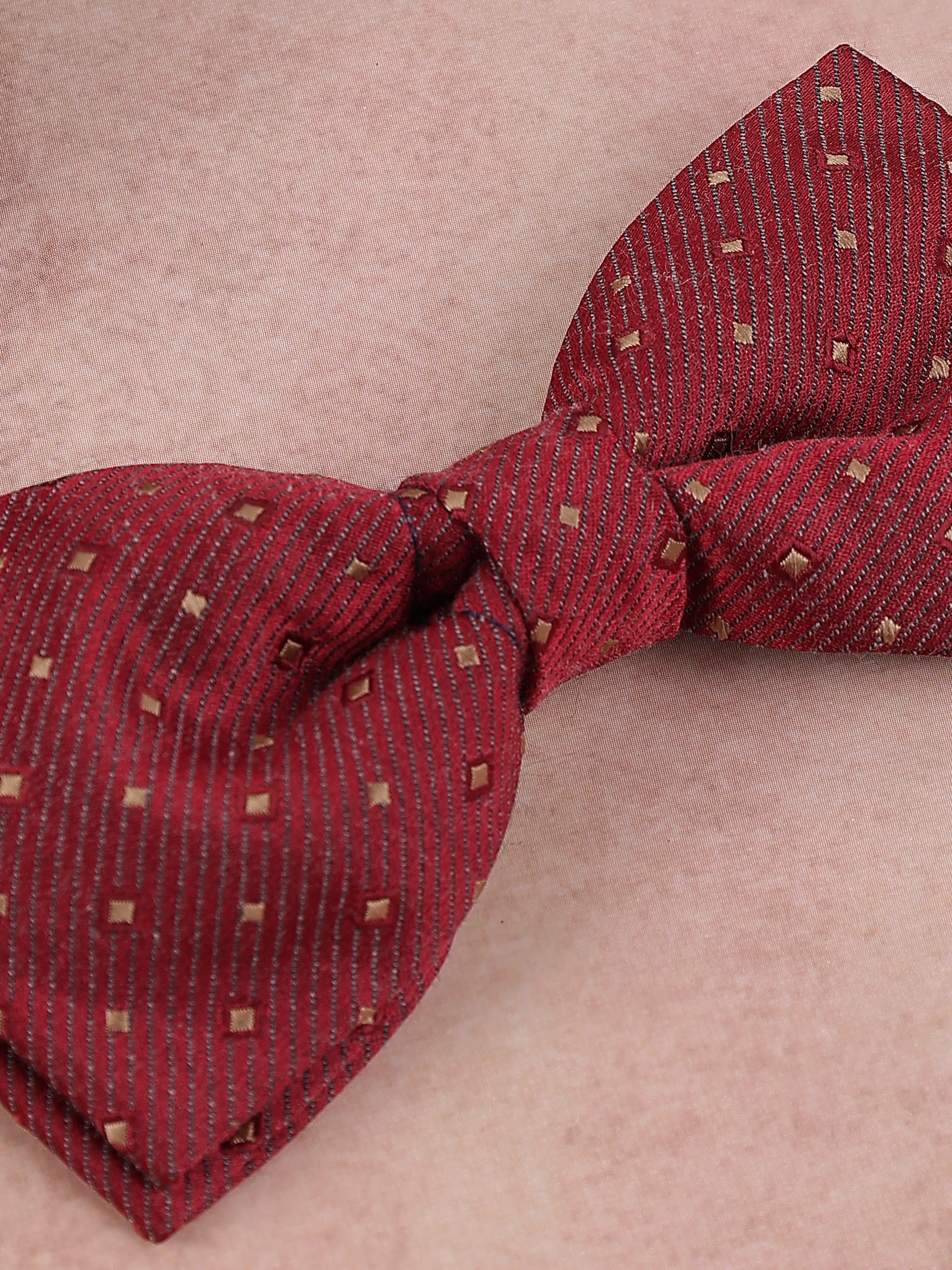 Crimson and Gold Micro-Square Bow Tie