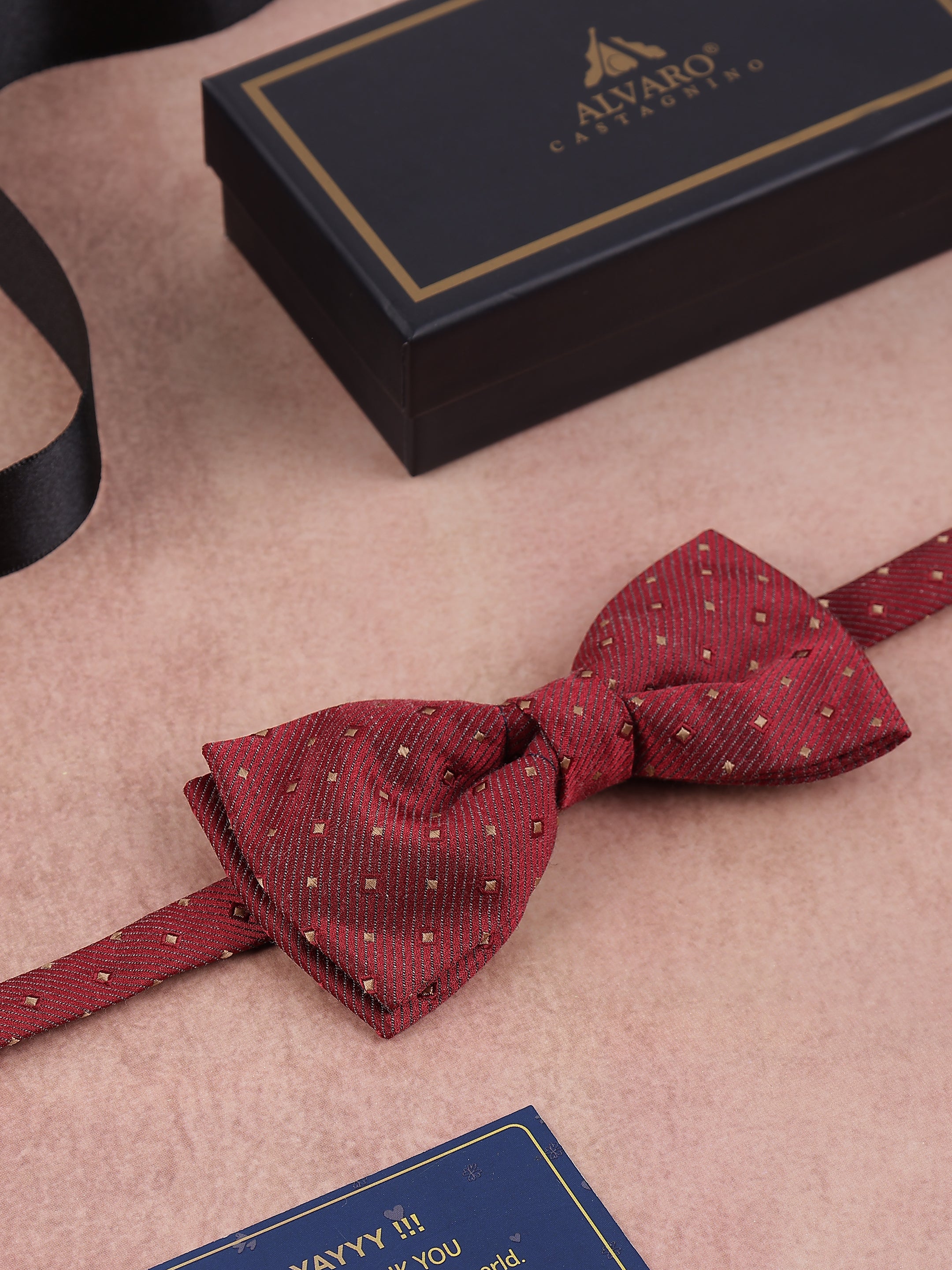 Crimson and Gold Micro-Square Bow Tie
