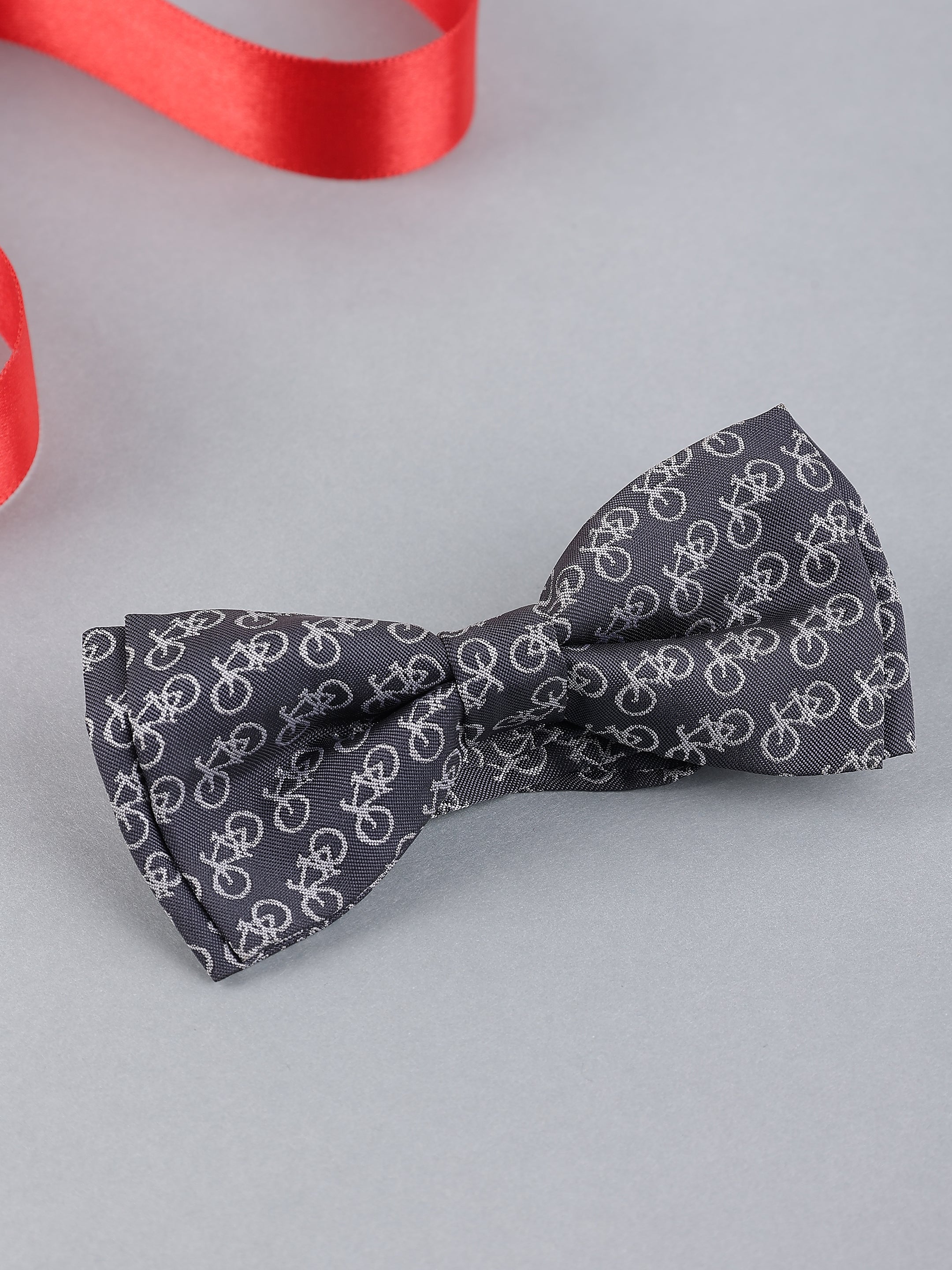 Charcoal Bicycle Motif Bow Tie