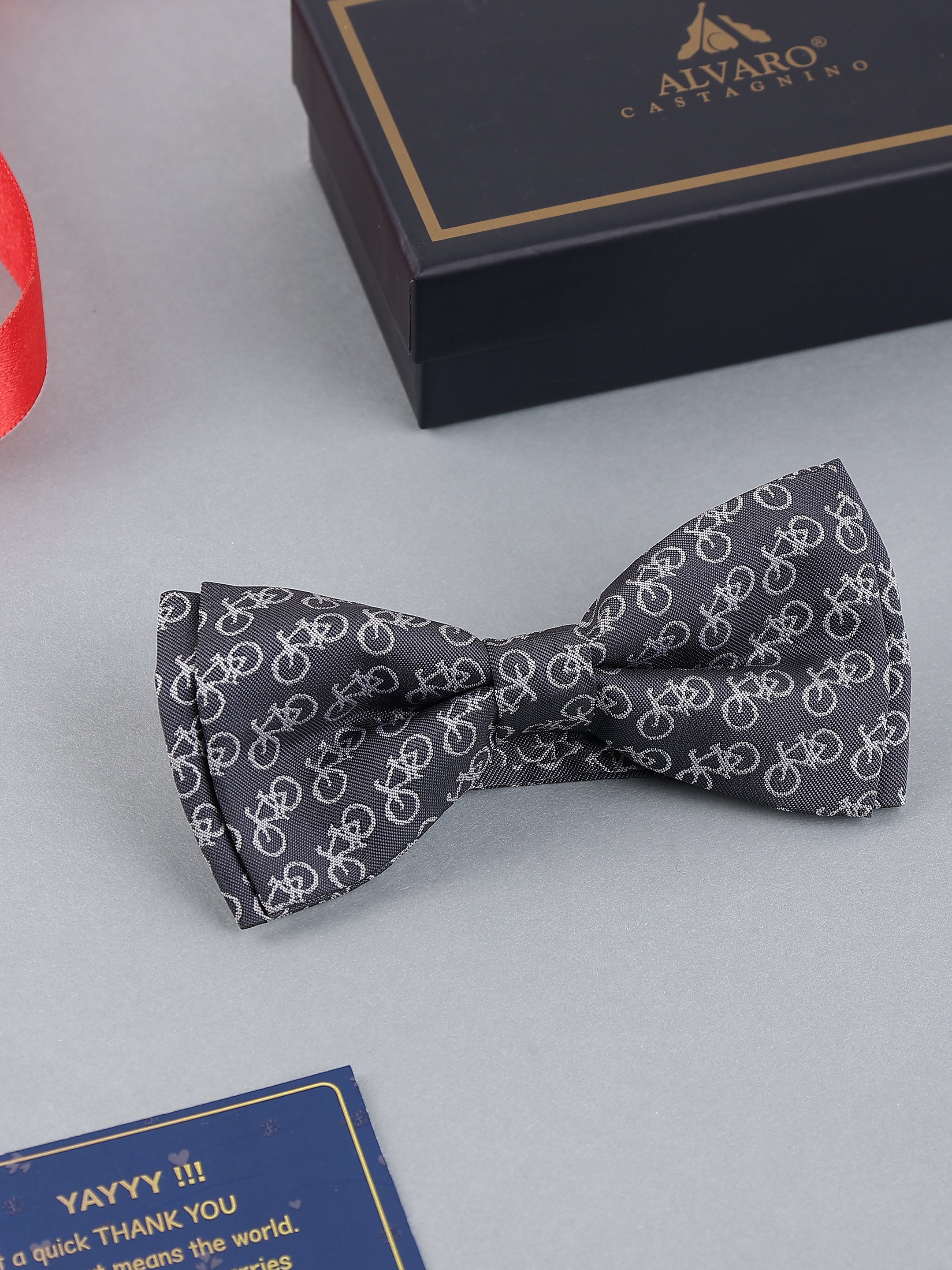 Charcoal Bicycle Motif Bow Tie