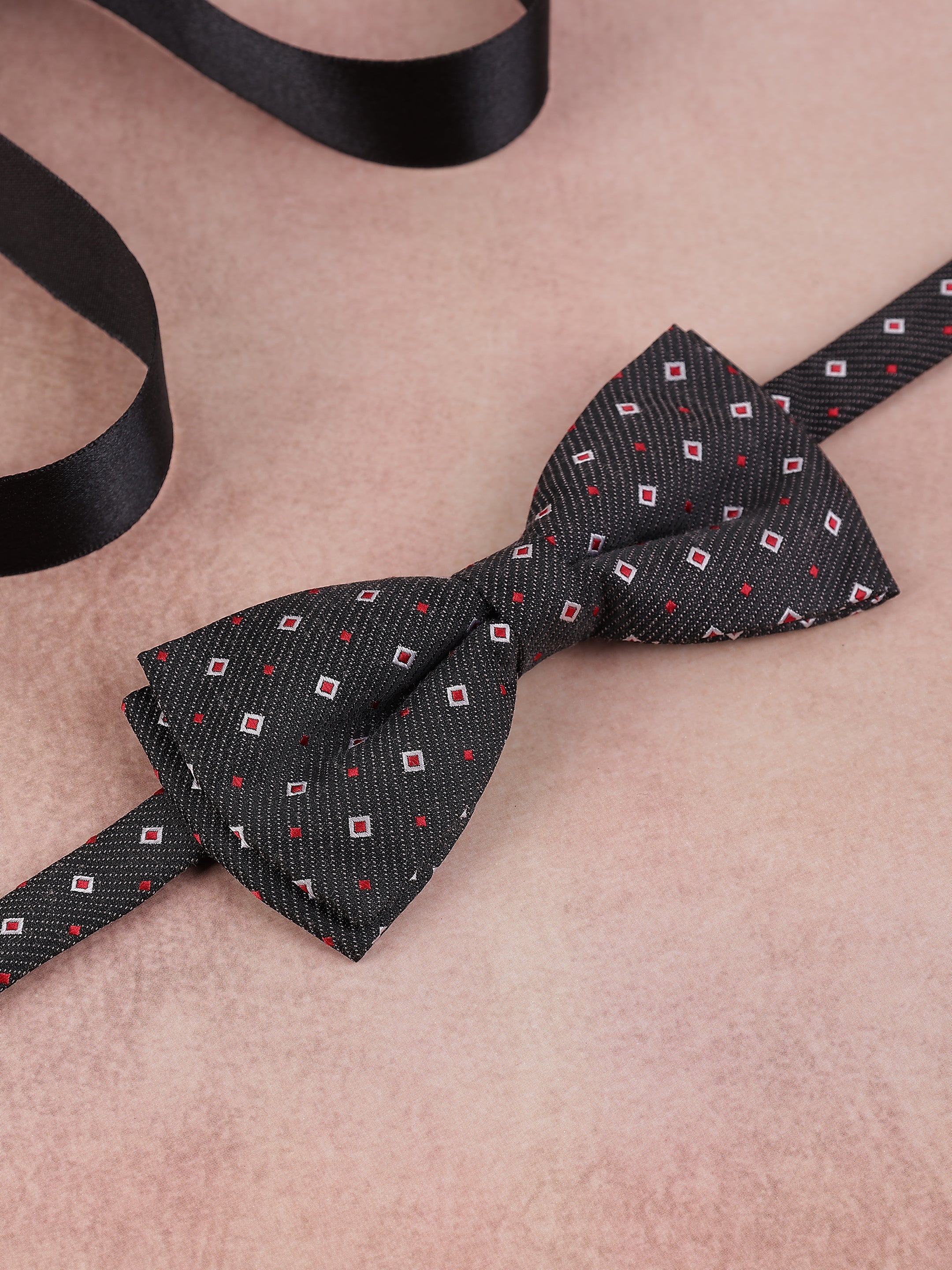 Grey Geometric Square Bow Tie