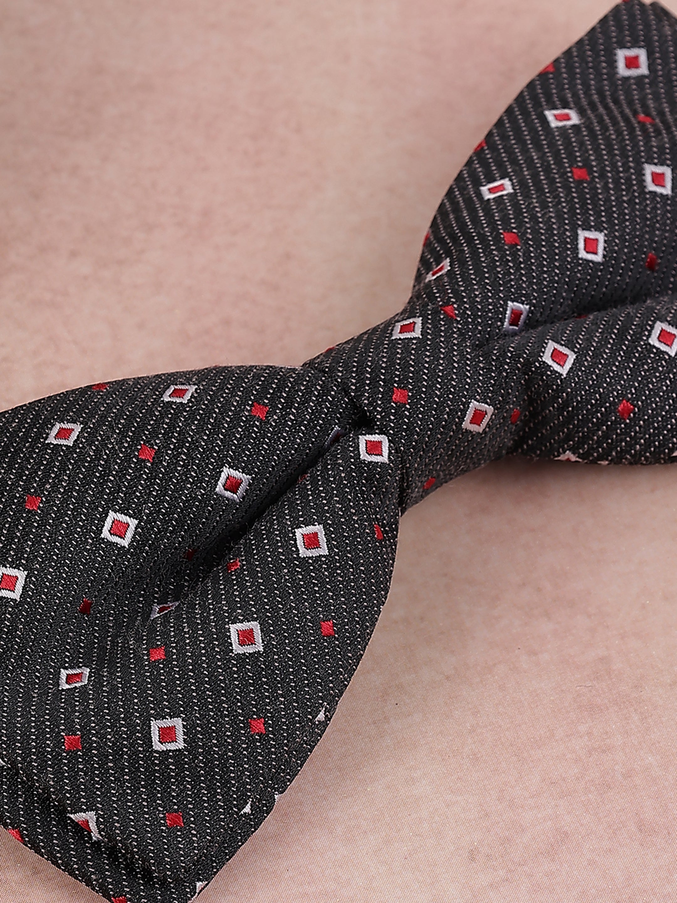 Grey Geometric Square Bow Tie