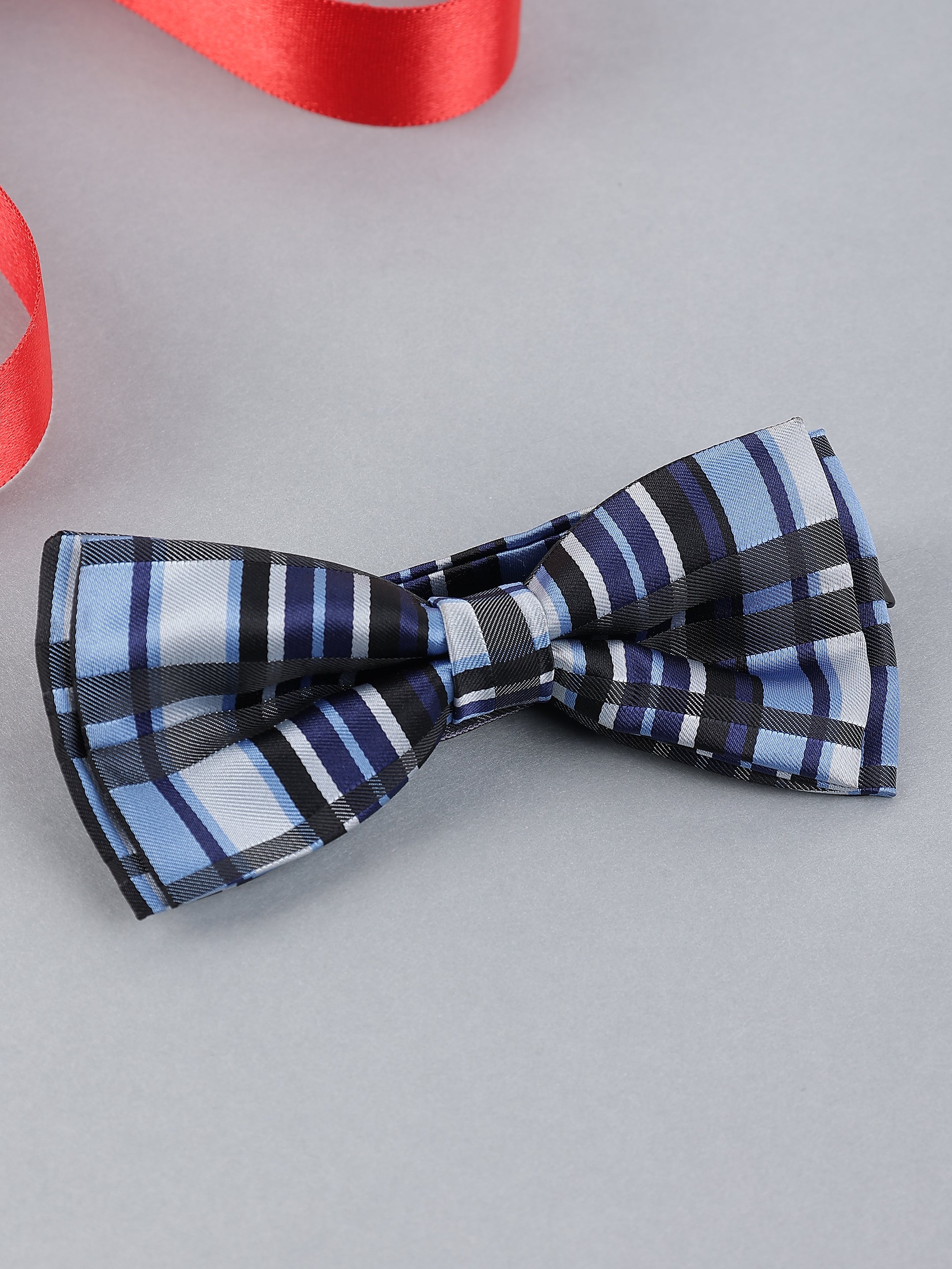 Blue & Black Multi-Stripe Bow Tie