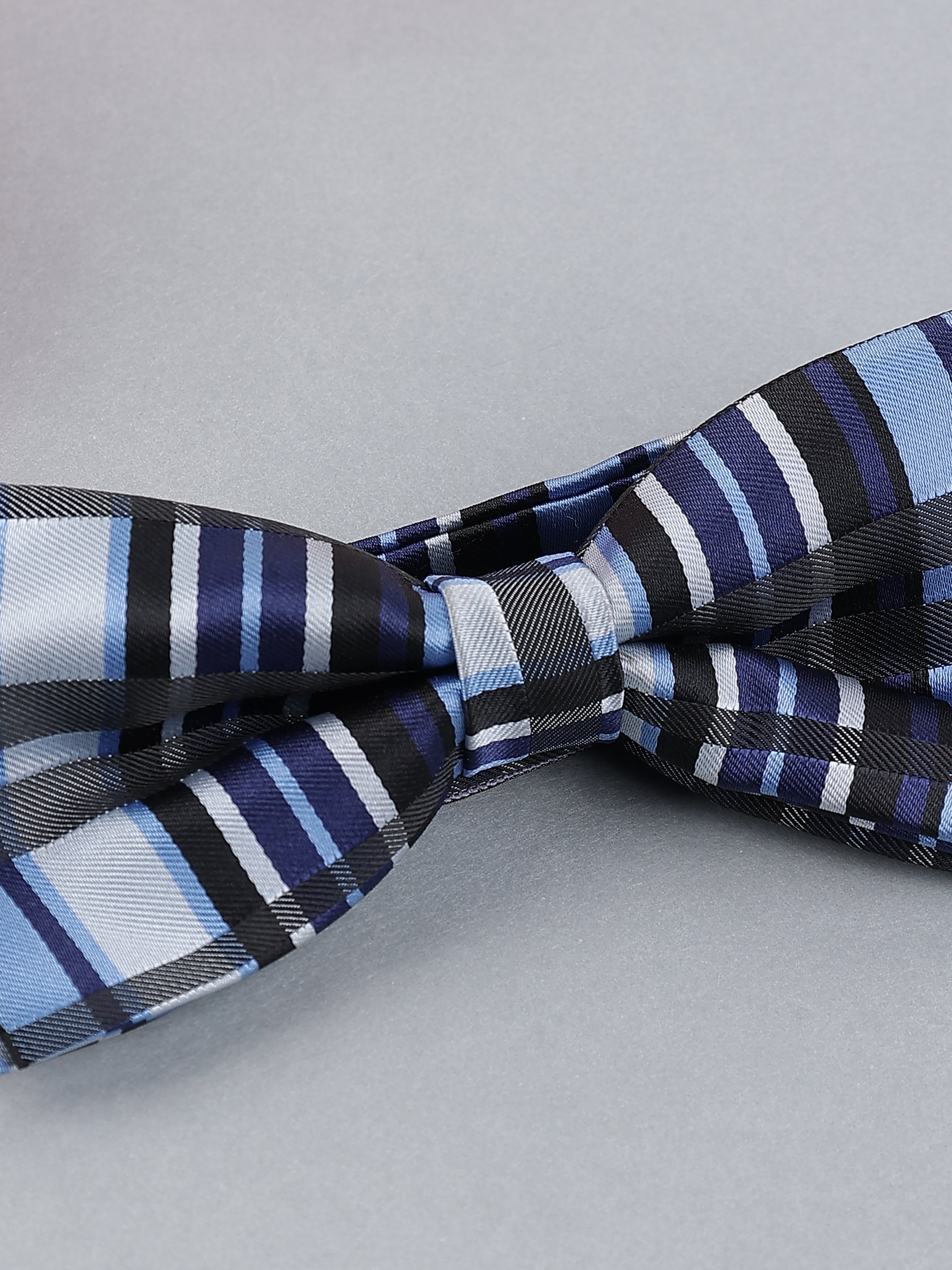 Blue & Black Multi-Stripe Bow Tie
