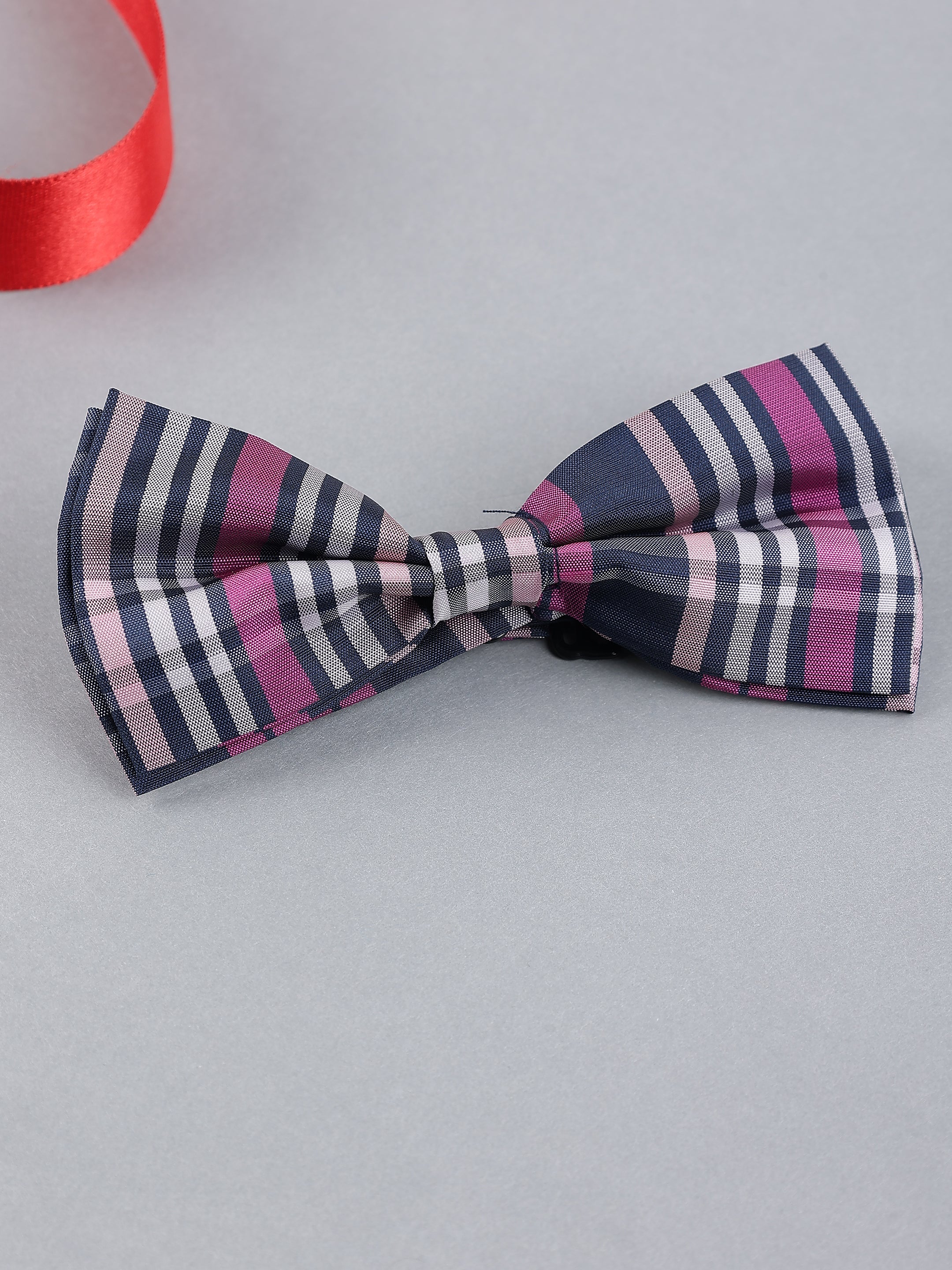 Multi-Stripe Plaid Bow Tie
