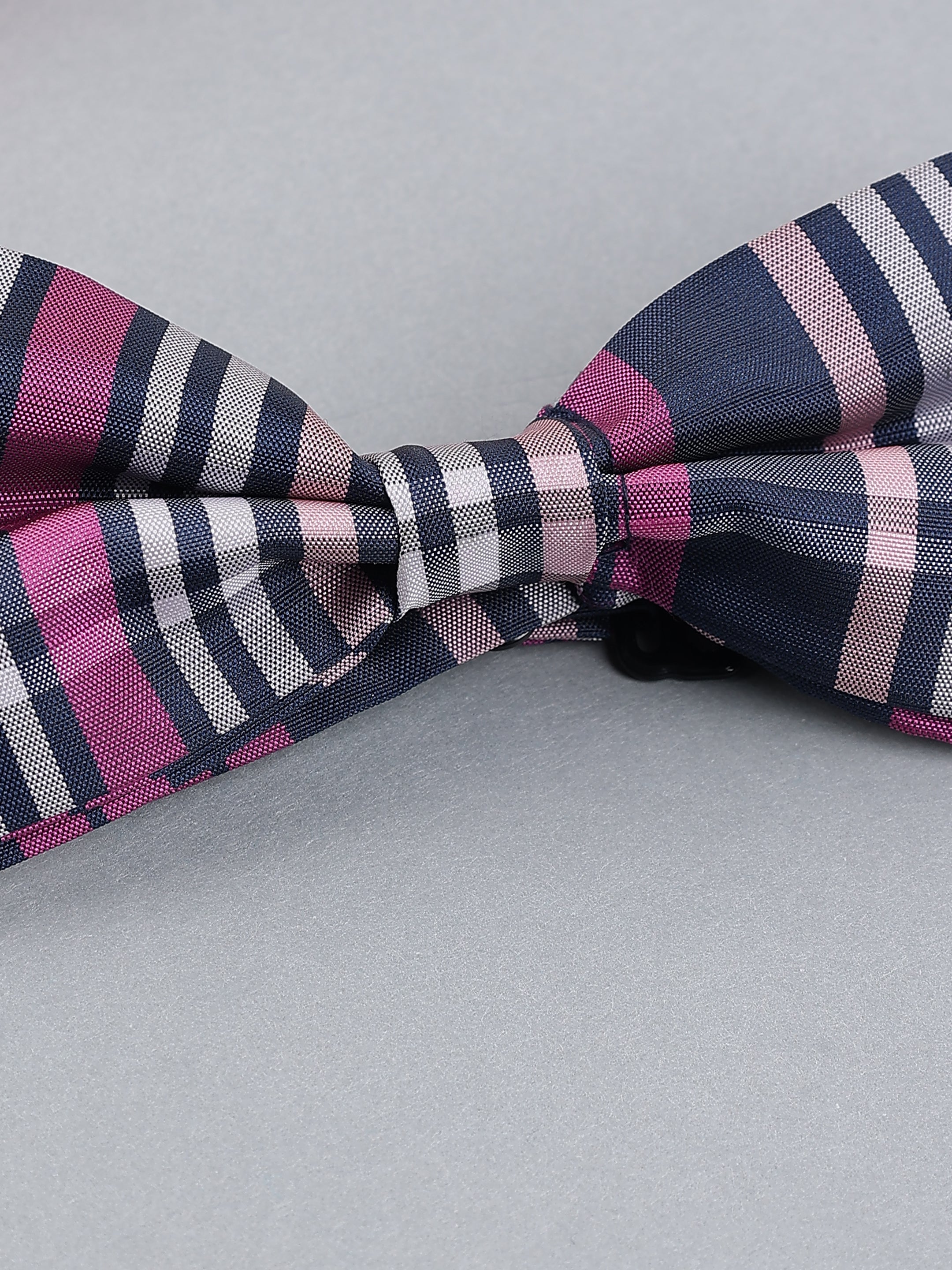 Multi-Stripe Plaid Bow Tie