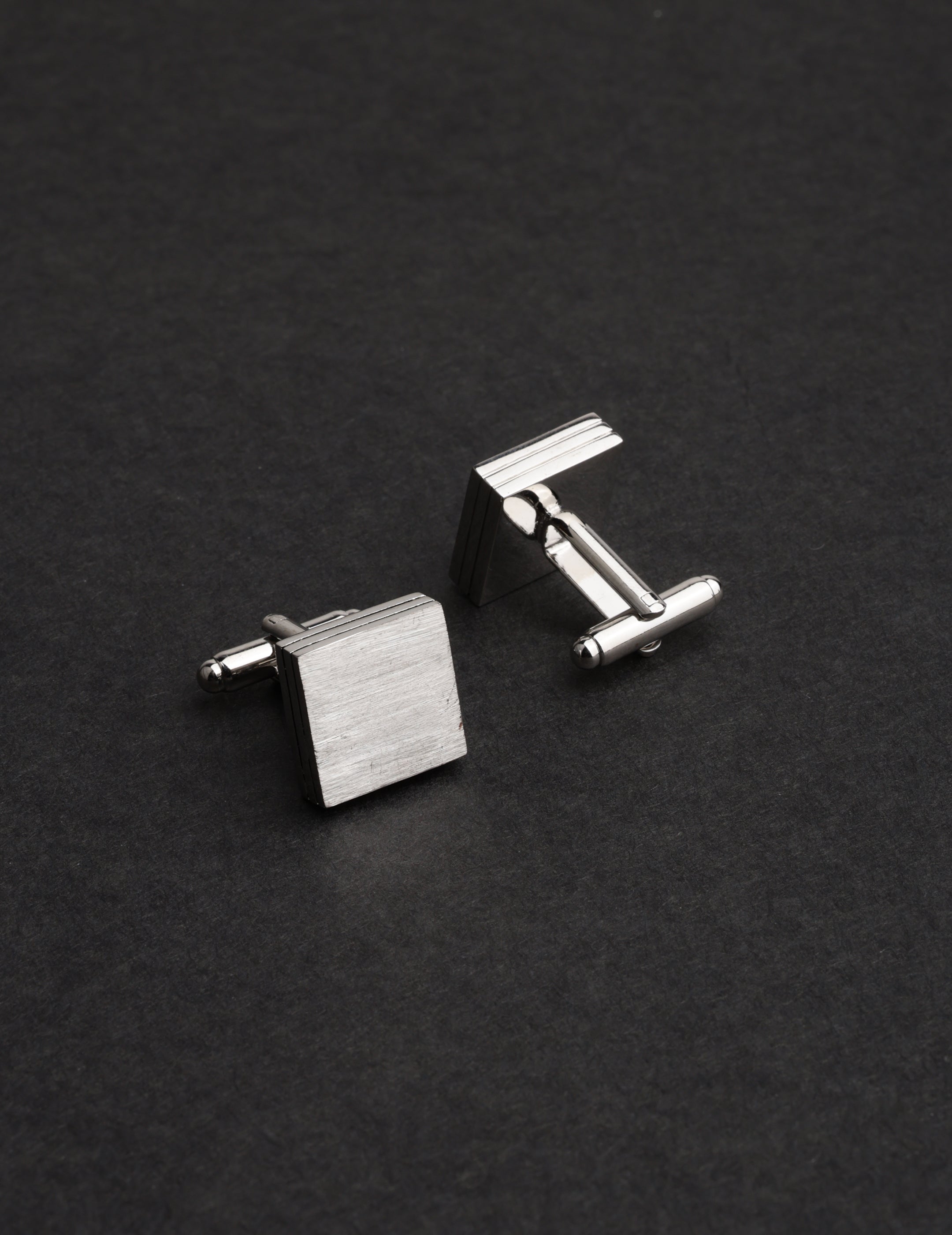 Brushed Silver Square Cufflinks
