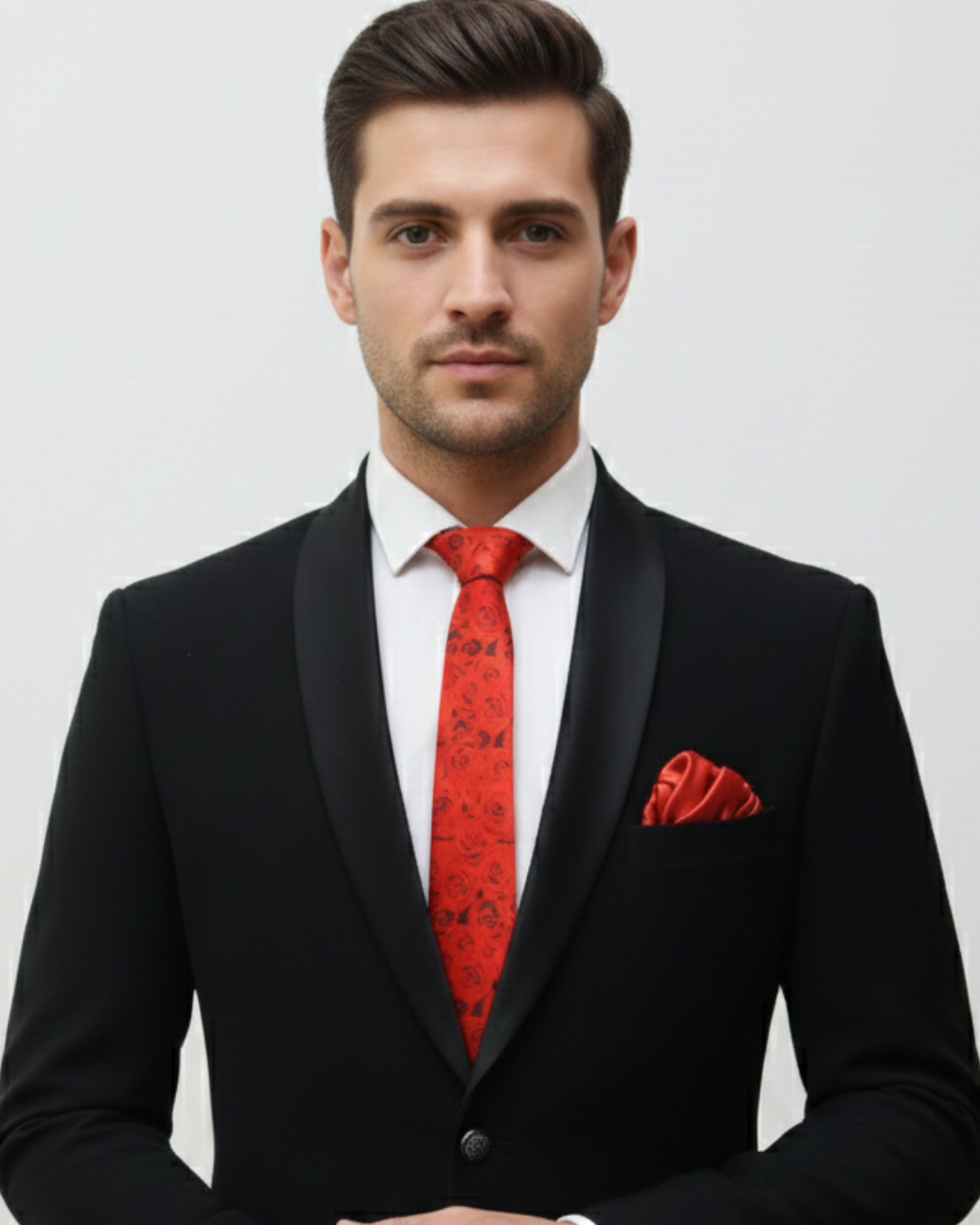 Red Rose Pattern Valentine Necktie