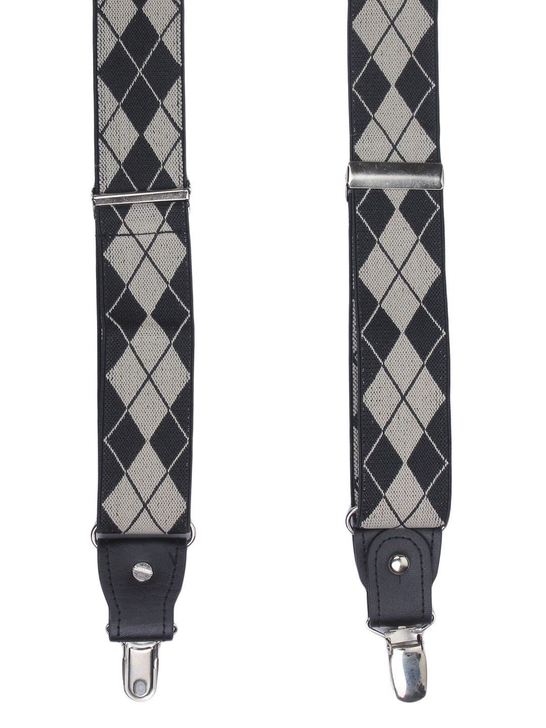 Black & Grey Argyle Y-Back Suspenders