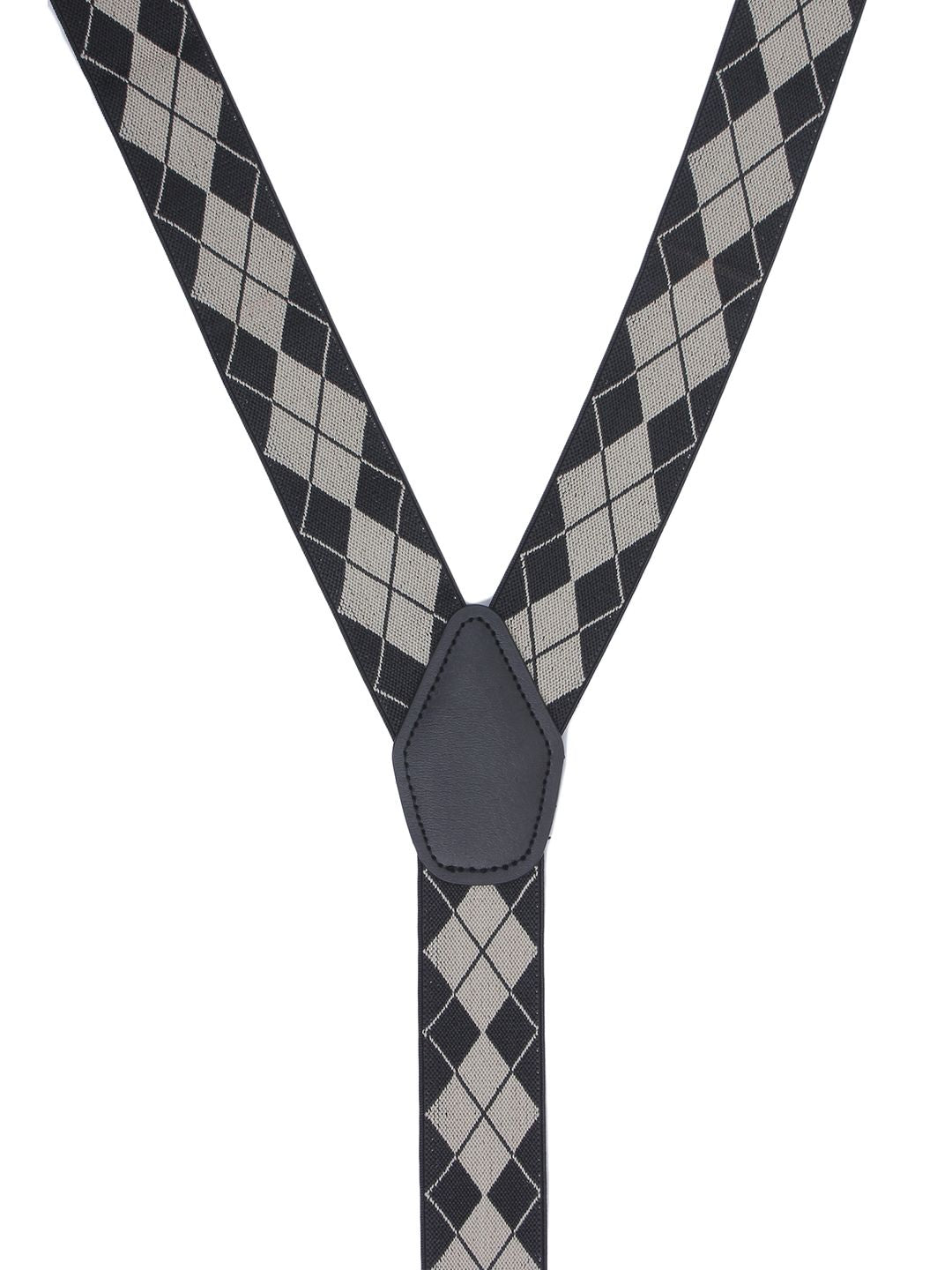 Black & Grey Argyle Y-Back Suspenders