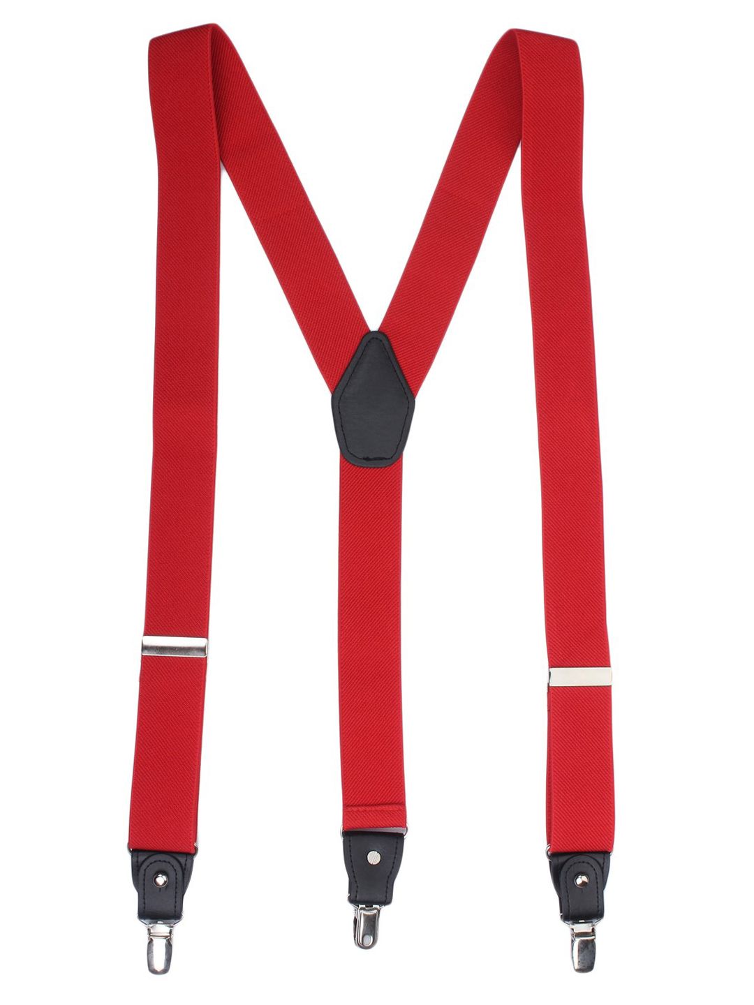 Red Y-Back Suspenders with Metal Clips