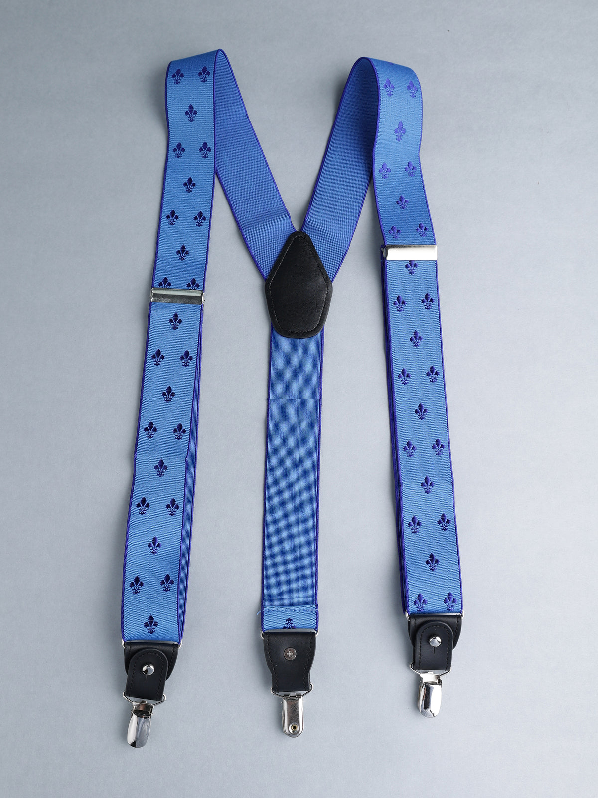 Blue Floral Printed Y-Back Suspenders
