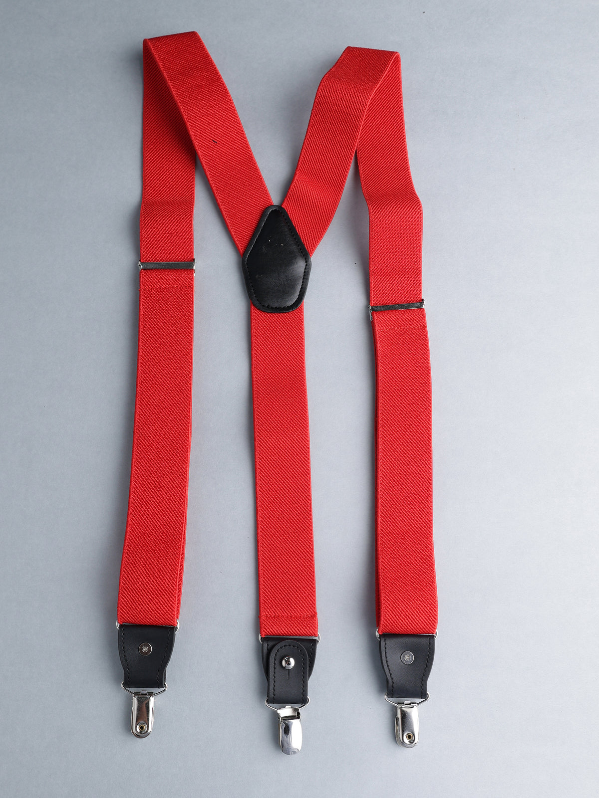 Red Y-Back Suspenders with Metal Clips