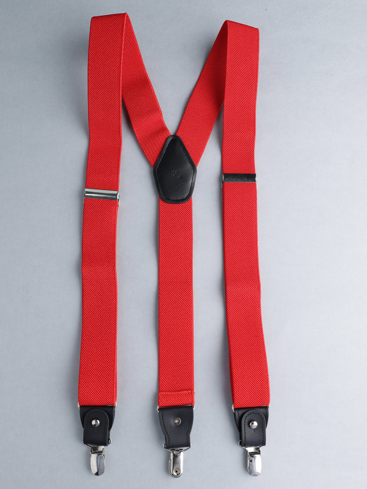 Red Y-Back Suspenders with Metal Clips