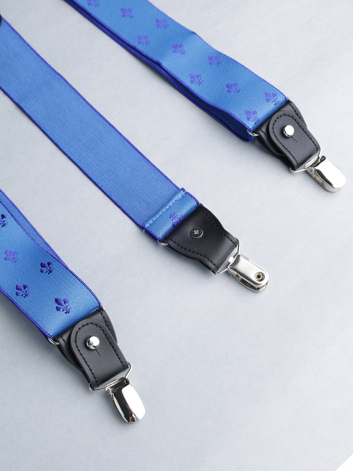 Blue Floral Printed Y-Back Suspenders