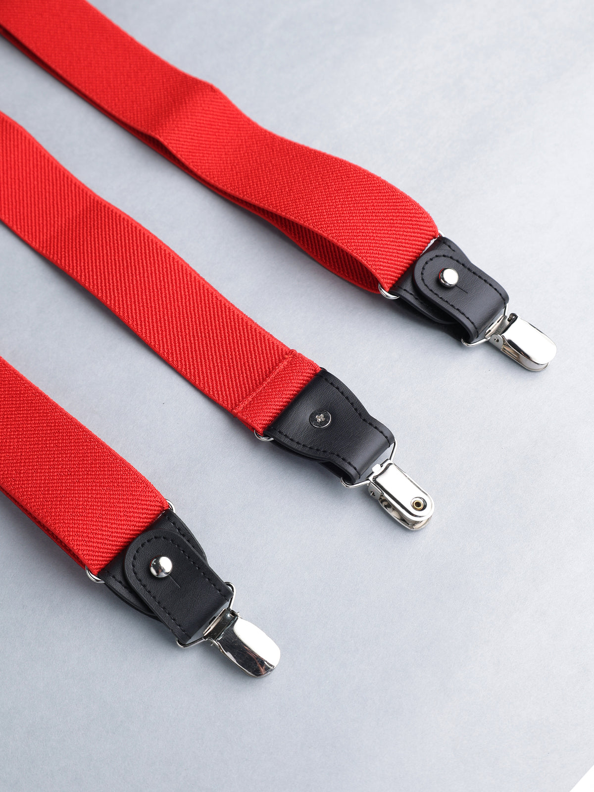 Red Y-Back Suspenders with Metal Clips