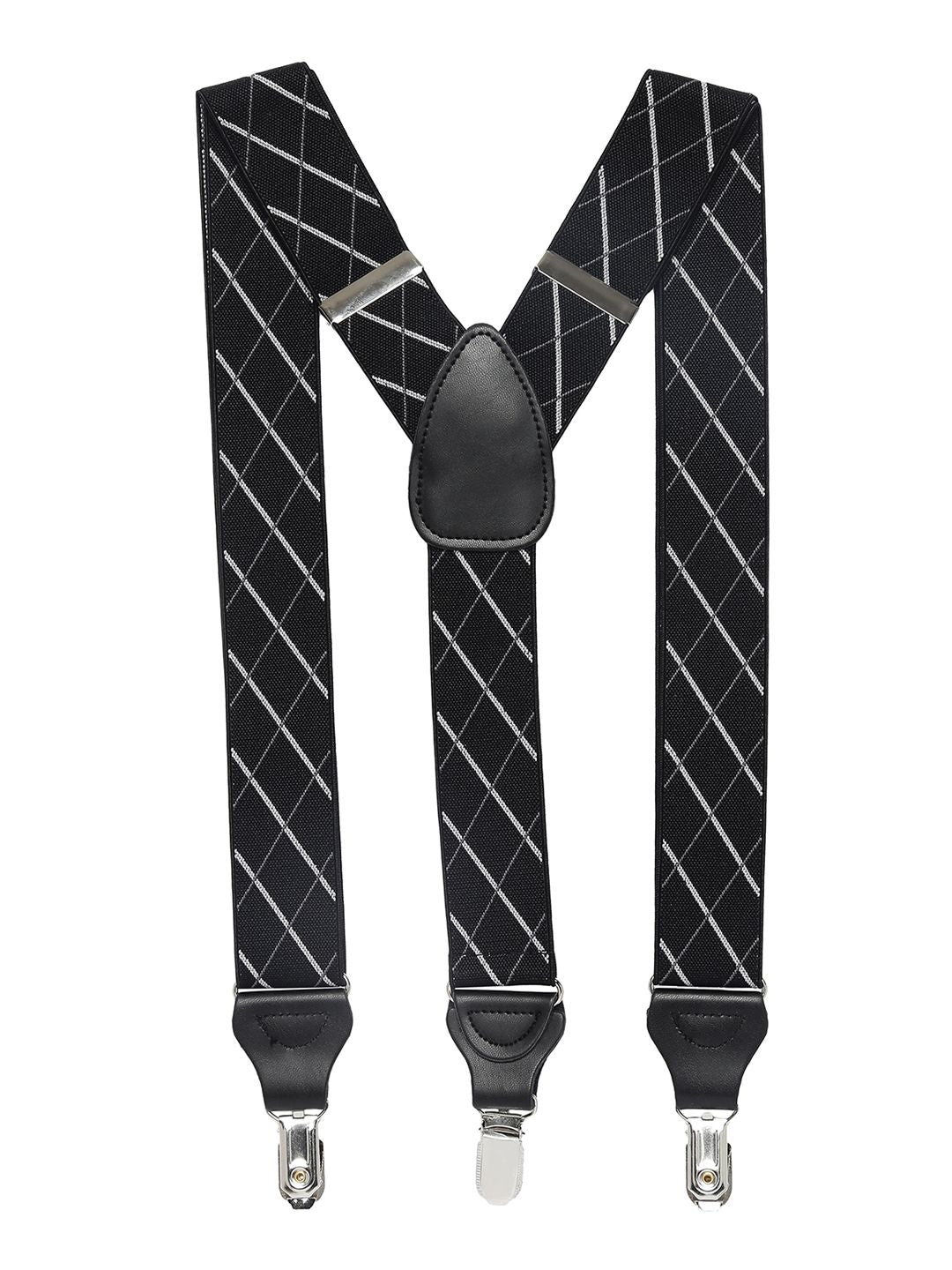 Alvaro Castagnino Men Black & White Checked Suspenders