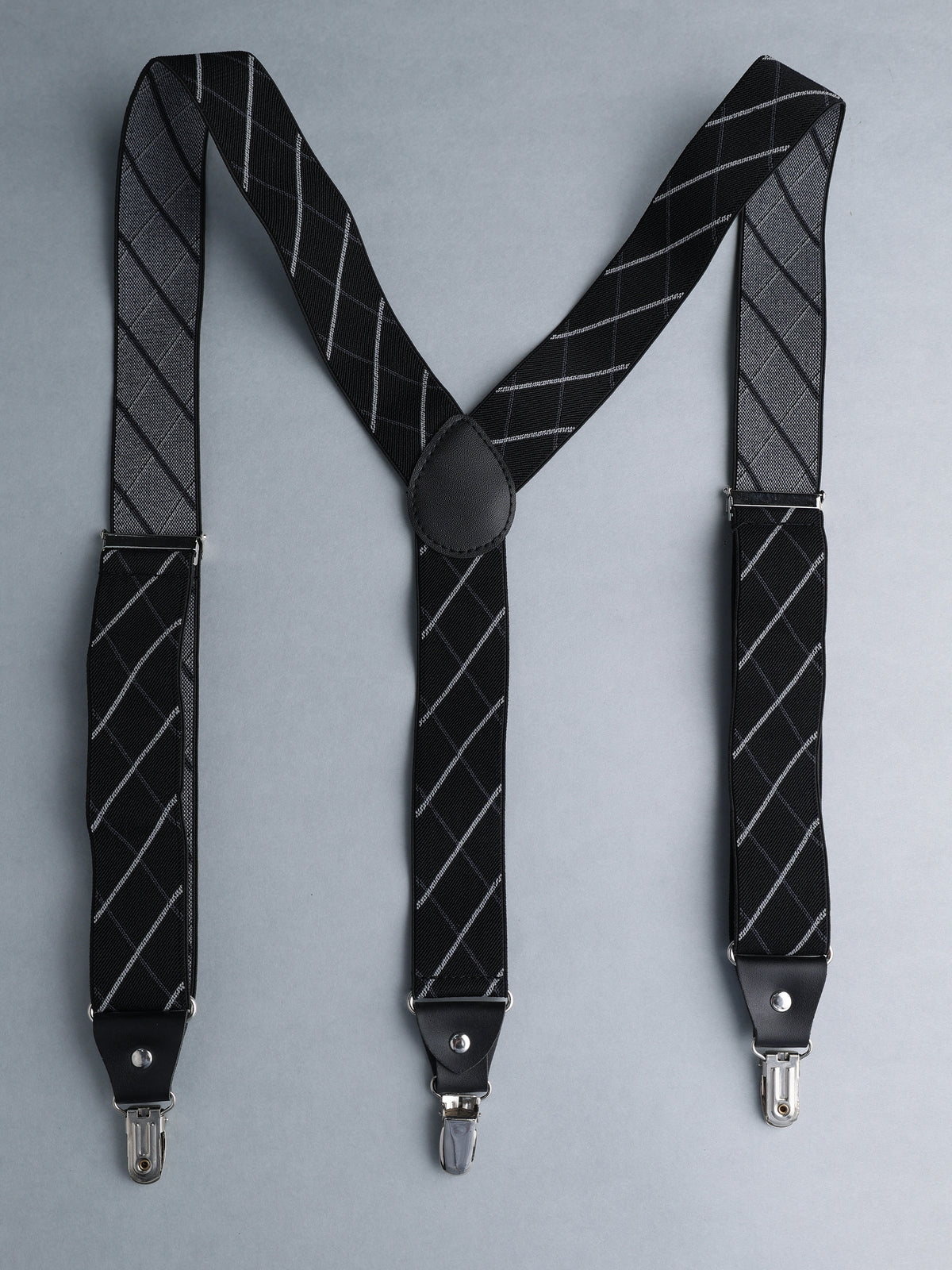 Black Checkered Y-Back Suspenders