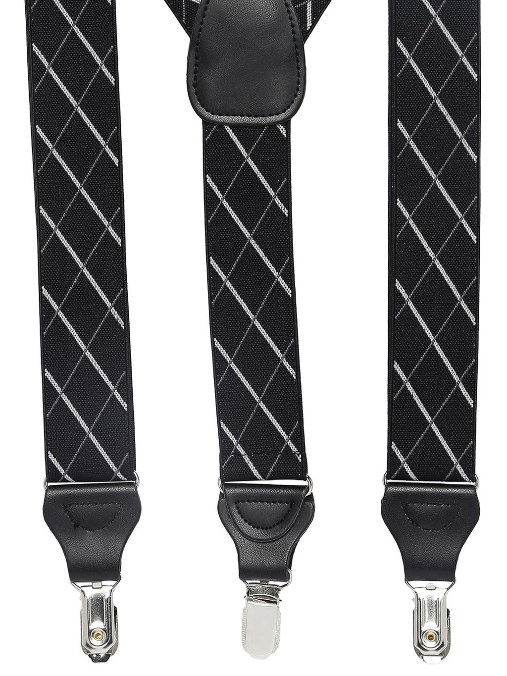 Alvaro Castagnino Men Black & White Checked Suspenders