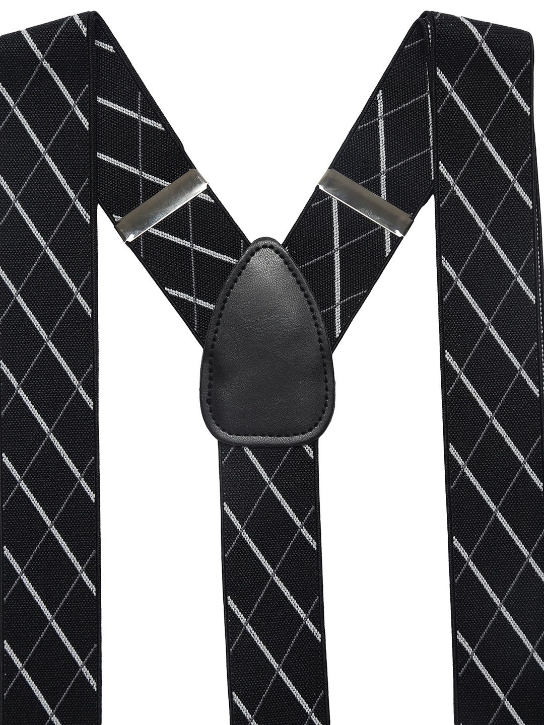 Alvaro Castagnino Men Black & White Checked Suspenders