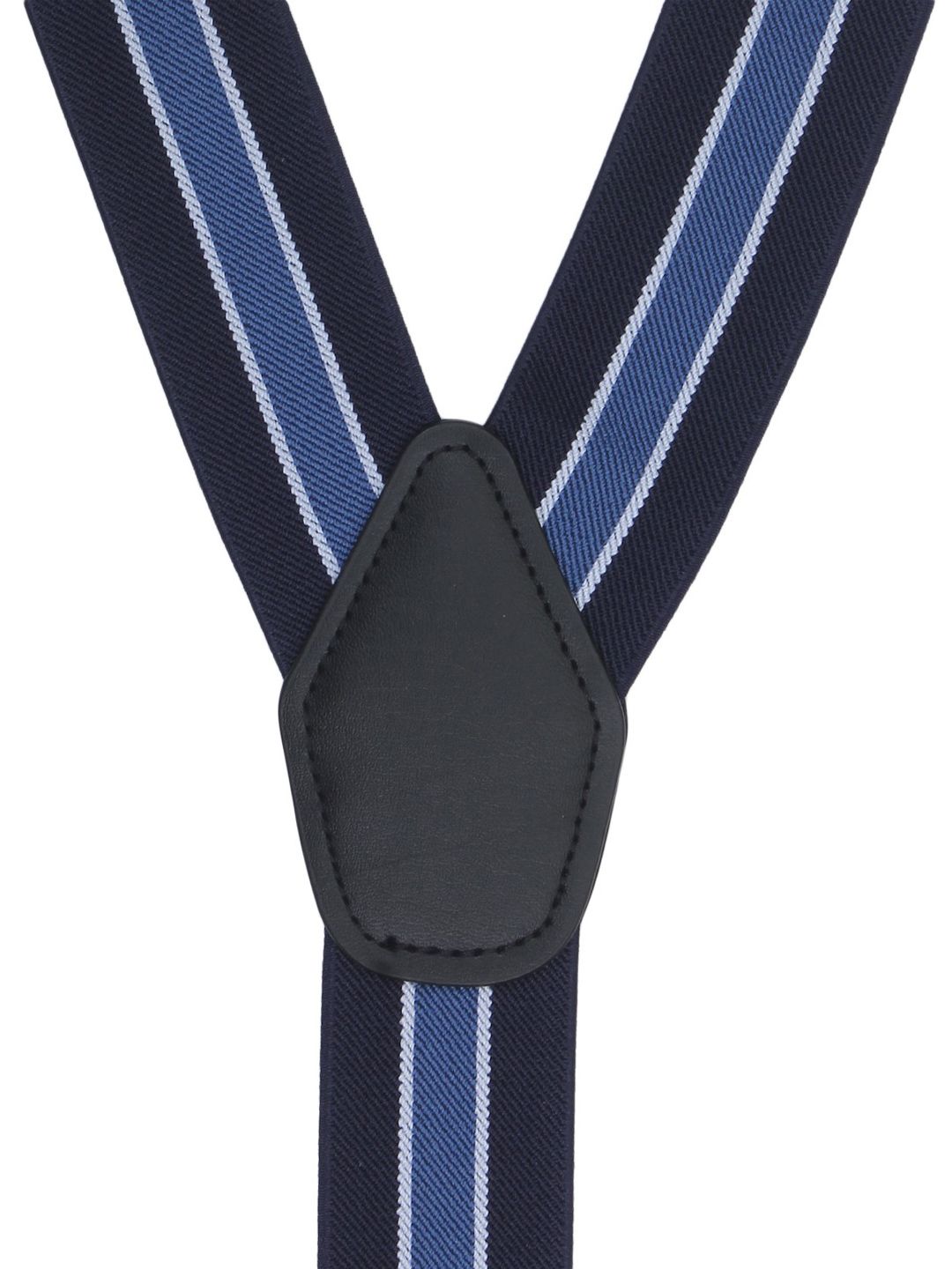 Navy Blue Striped Y-Back Suspenders