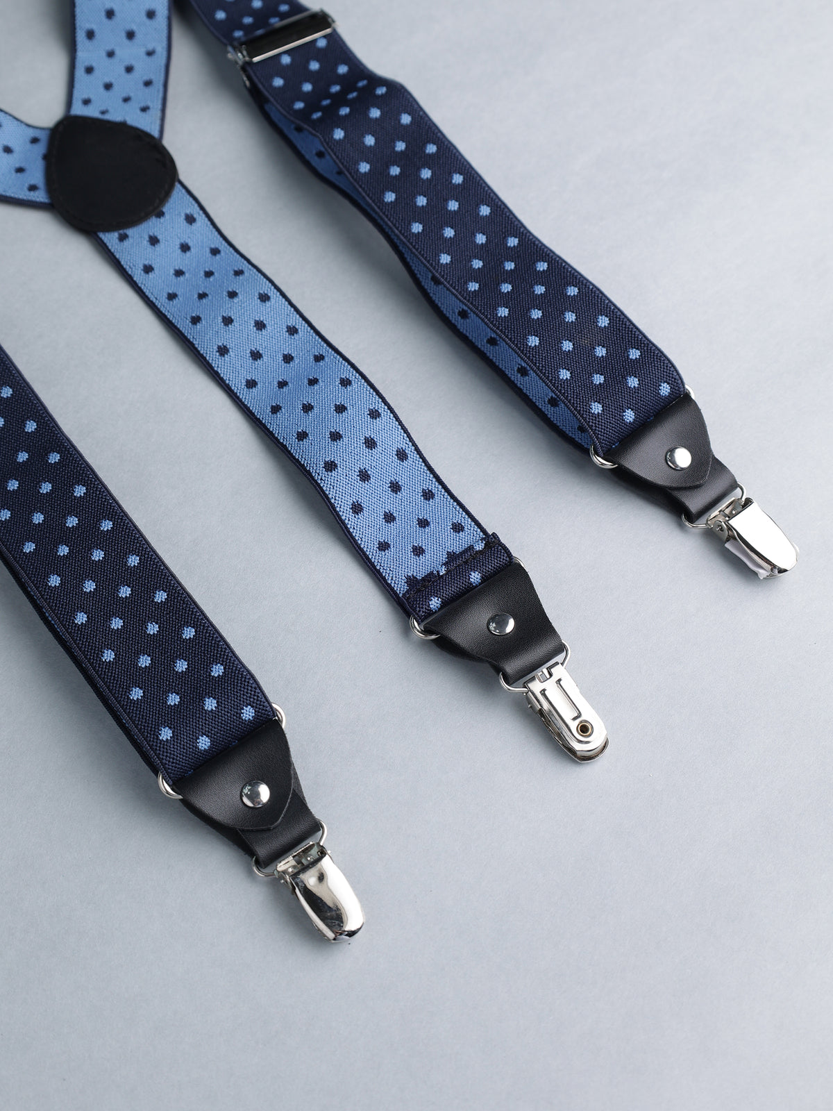 Navy Blue Polka Dot Y-Back Suspenders