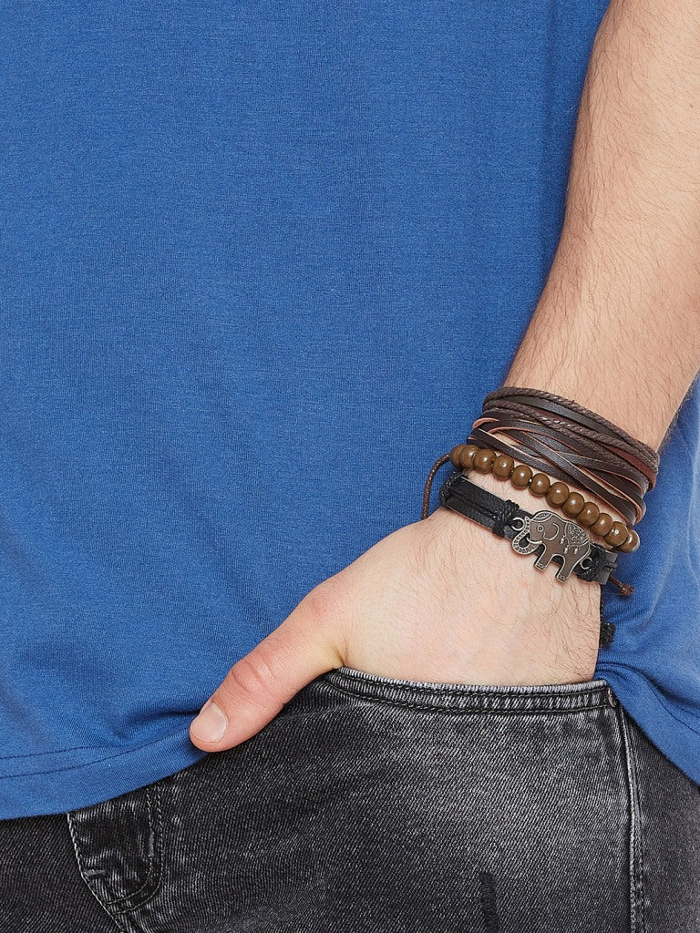 Alvaro Castagnino Black Leather Multistrand Bracelet