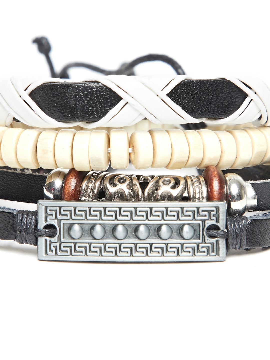 Alvaro Castagnino  Black and white Leather Wraparound Bracelet