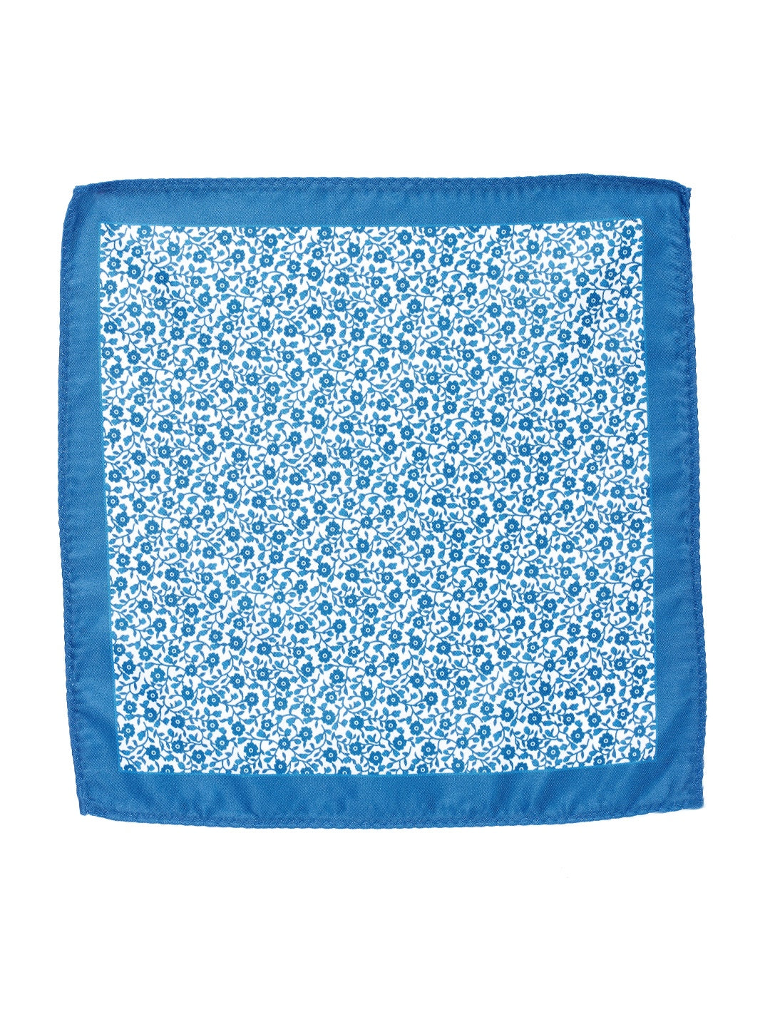 Alvaro Castagnino White::Blue Colored Microfiber Floral Pocket Square