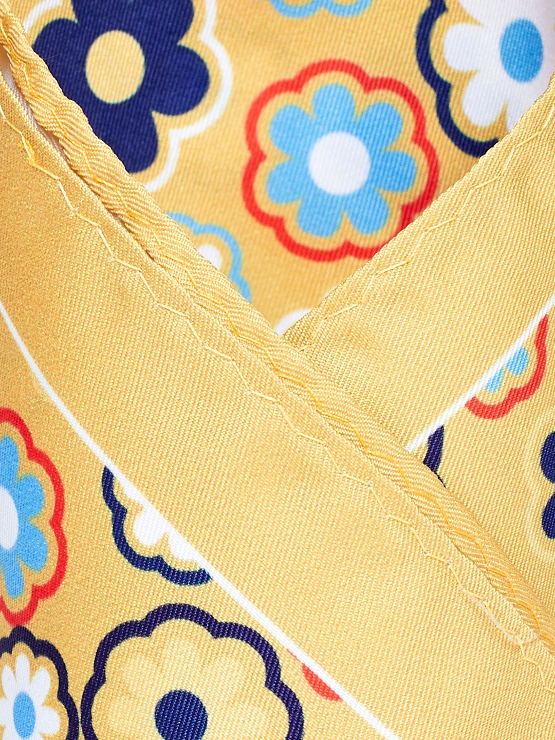 Alvaro Castagnino Yellow Colored Microfiber Floral Pocket Square