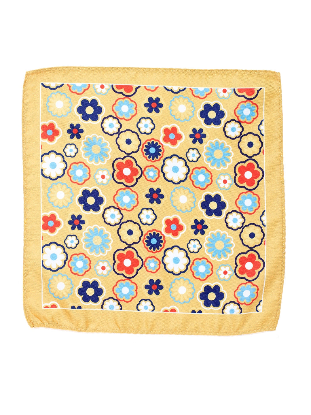 Alvaro Castagnino Yellow Colored Microfiber Floral Pocket Square