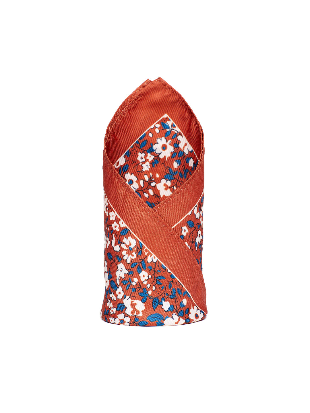 Alvaro Castagnino Rust Colored Microfiber Floral Style Pocket Square